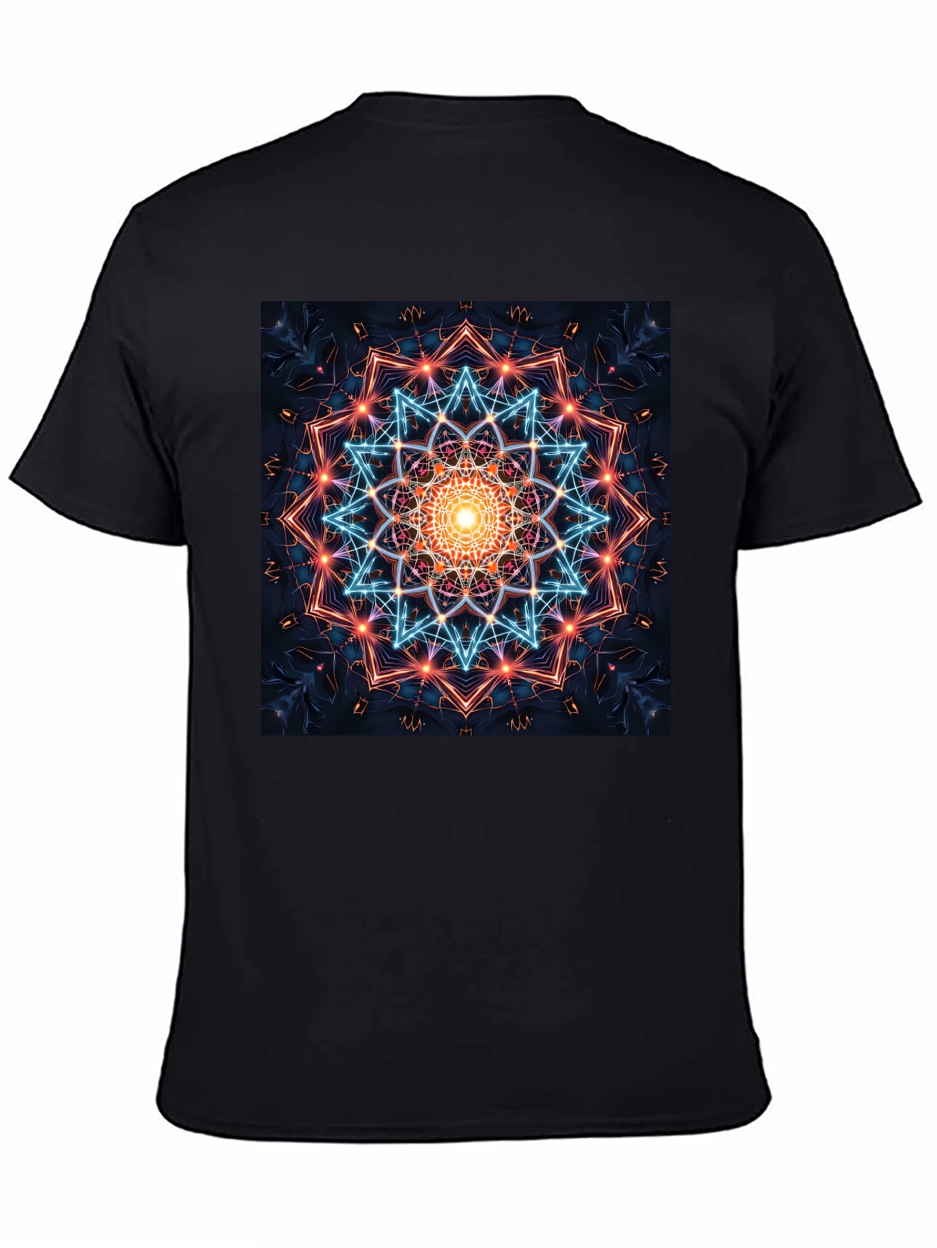 Geometric Mandala Graphic T-Shirt - Black