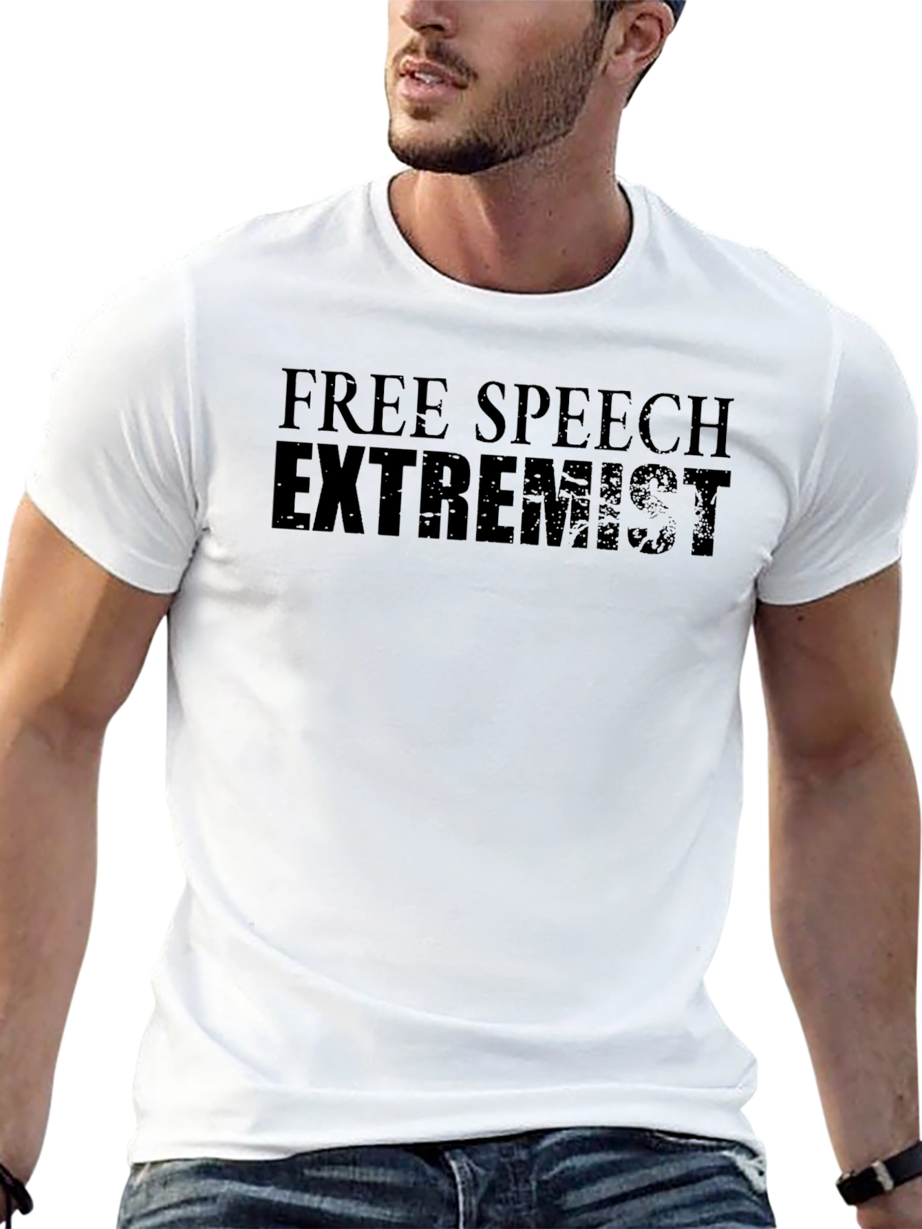 Free Speech Extremist Graphic Tee - Black Cotton Blend