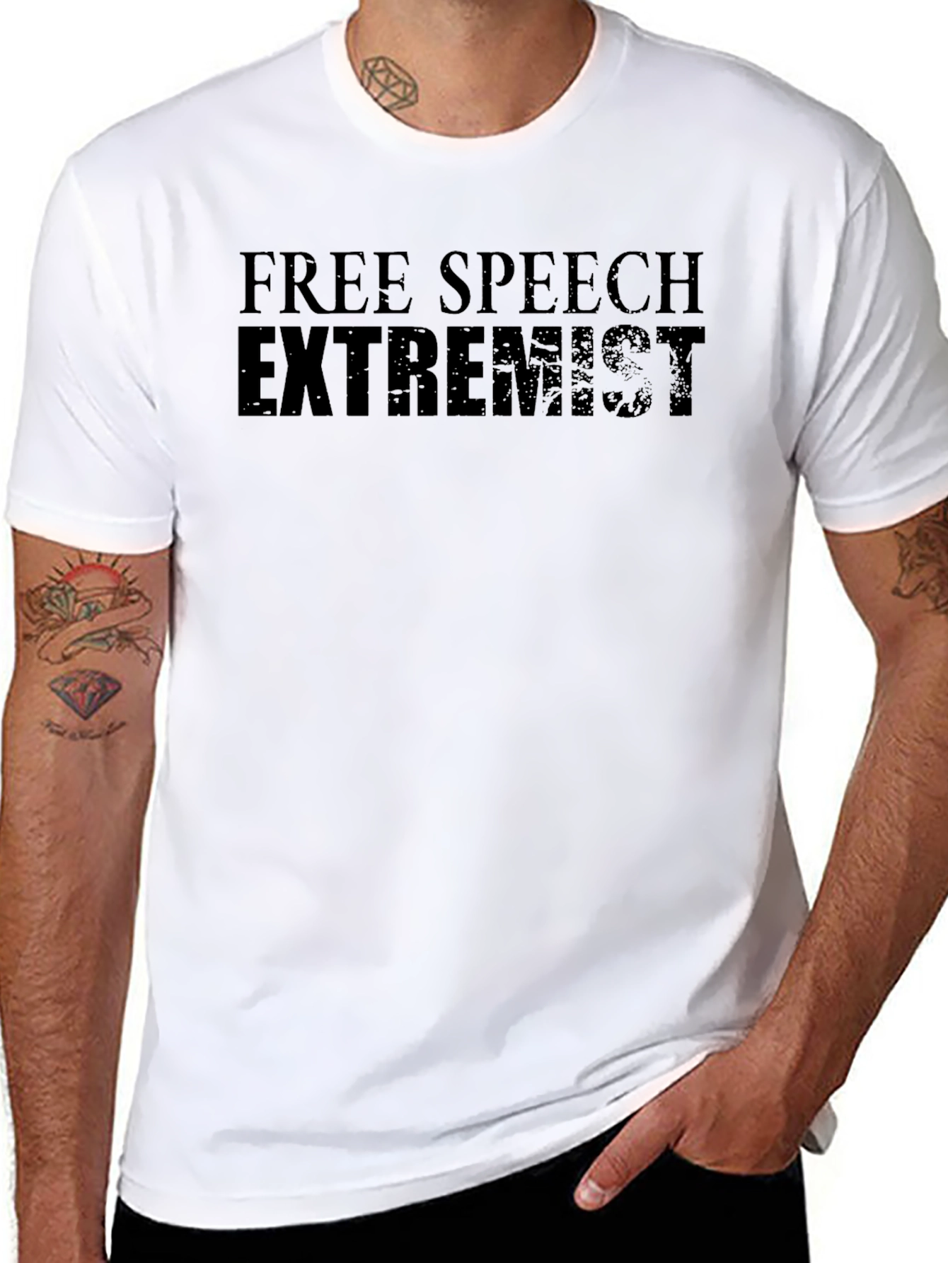 Free Speech Extremist Graphic Tee - Black Cotton Blend