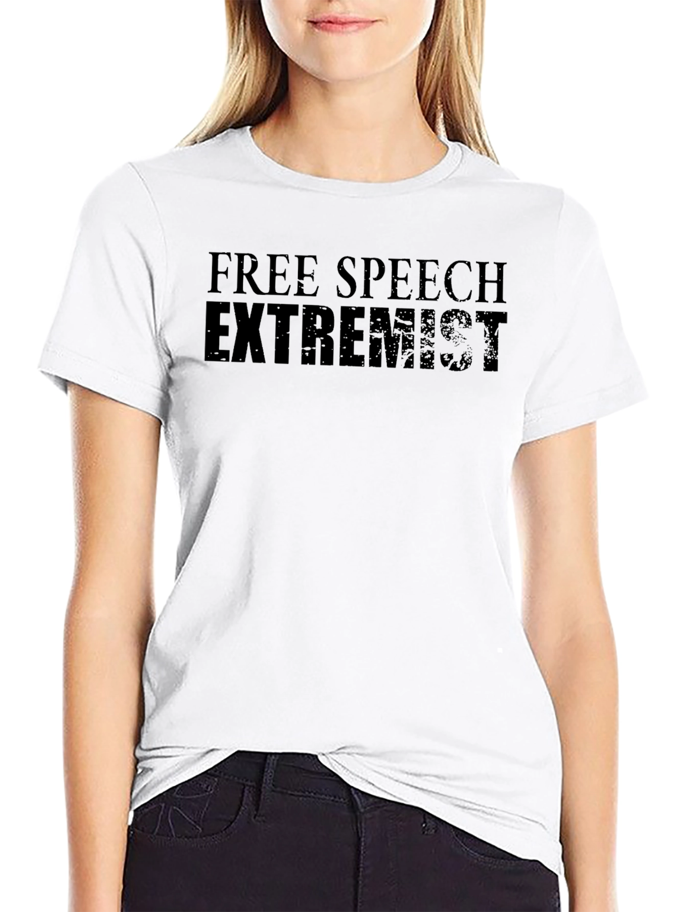 Free Speech Extremist Graphic Tee - Black Cotton Blend