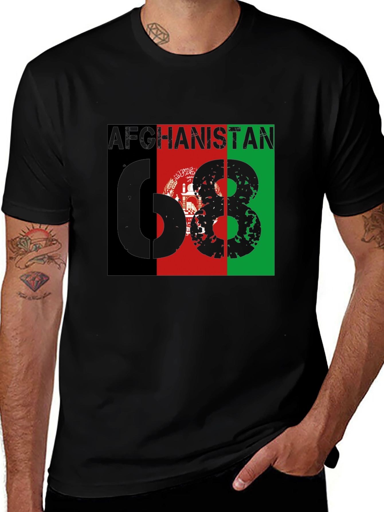 Afghanistan Flag T-Shirt - 68 Grunge Design