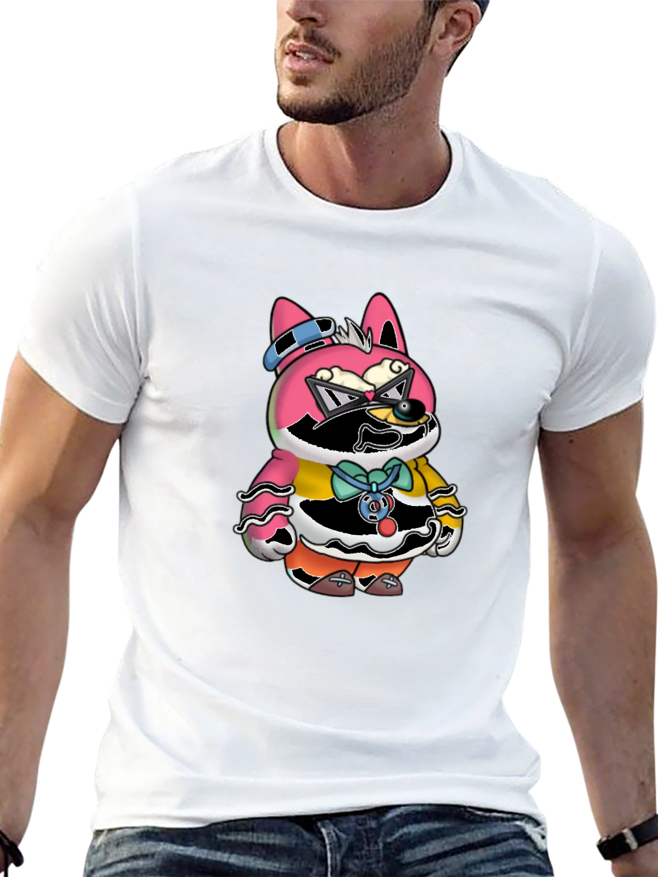 Funky Animal Graphic Tee - Unisex Black Cotton T-Shirt