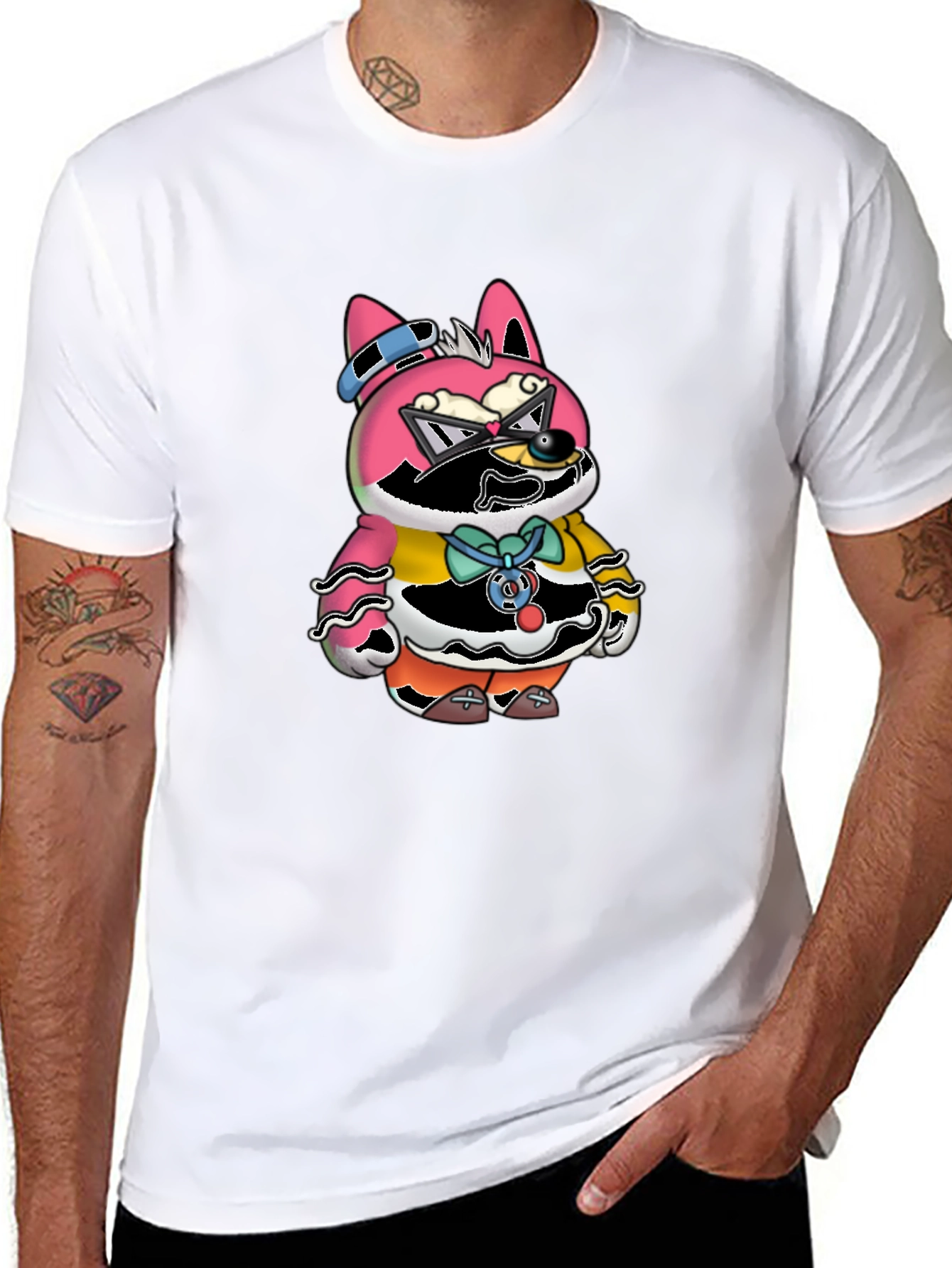 Funky Animal Graphic Tee - Unisex Black Cotton T-Shirt