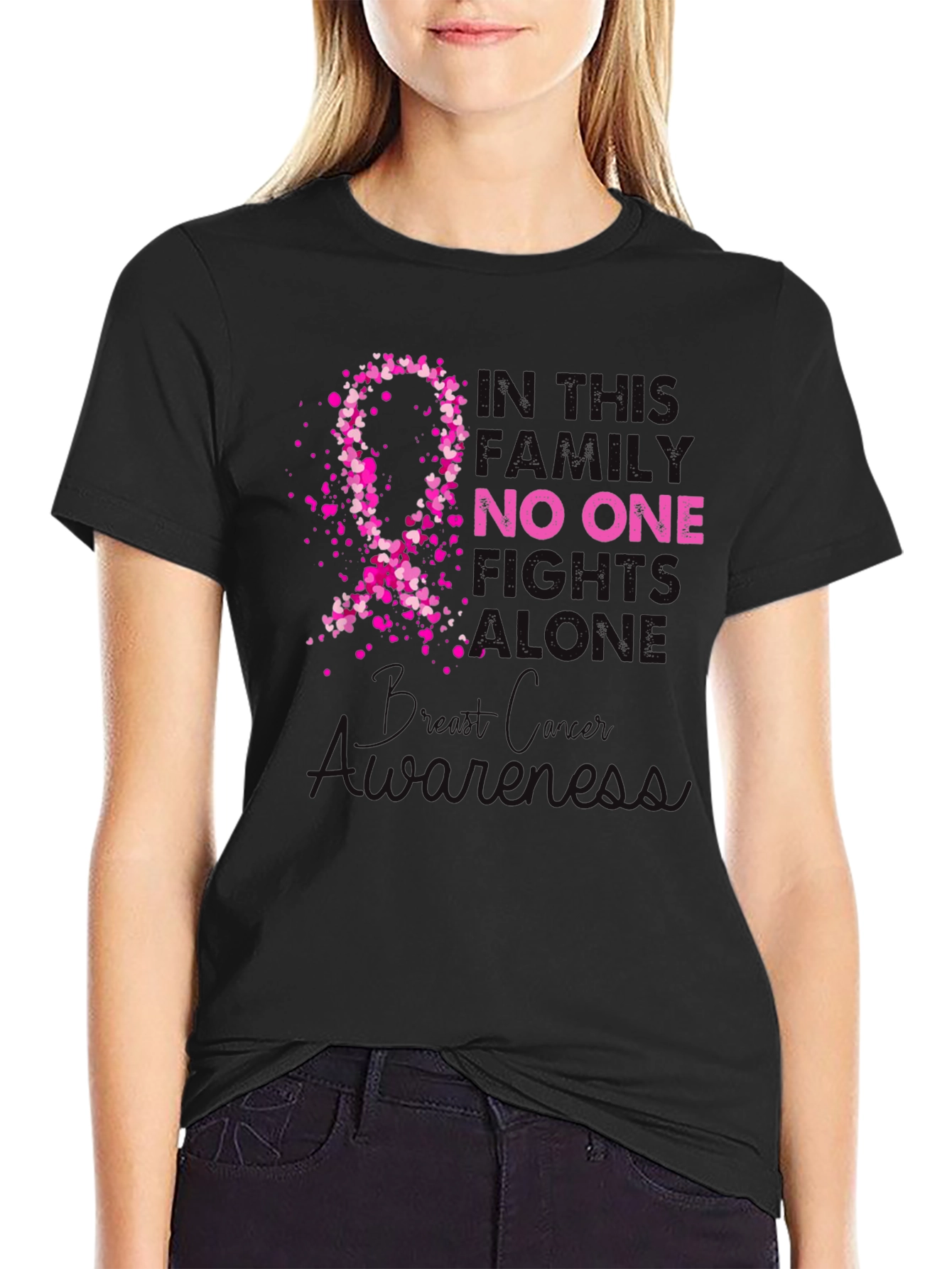 Breast Cancer Awareness T-Shirt - No One Fights Alone