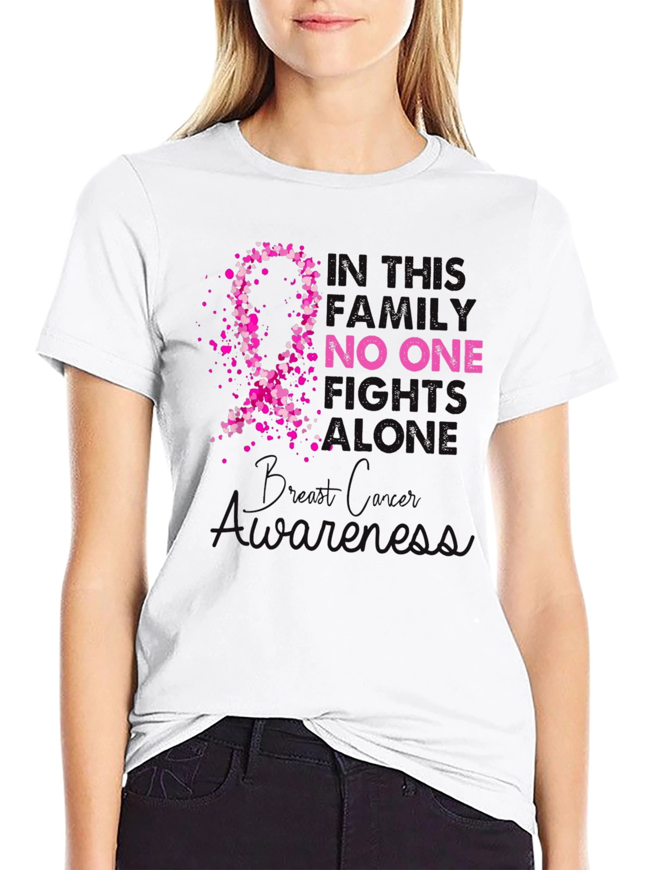 Breast Cancer Awareness T-Shirt - No One Fights Alone