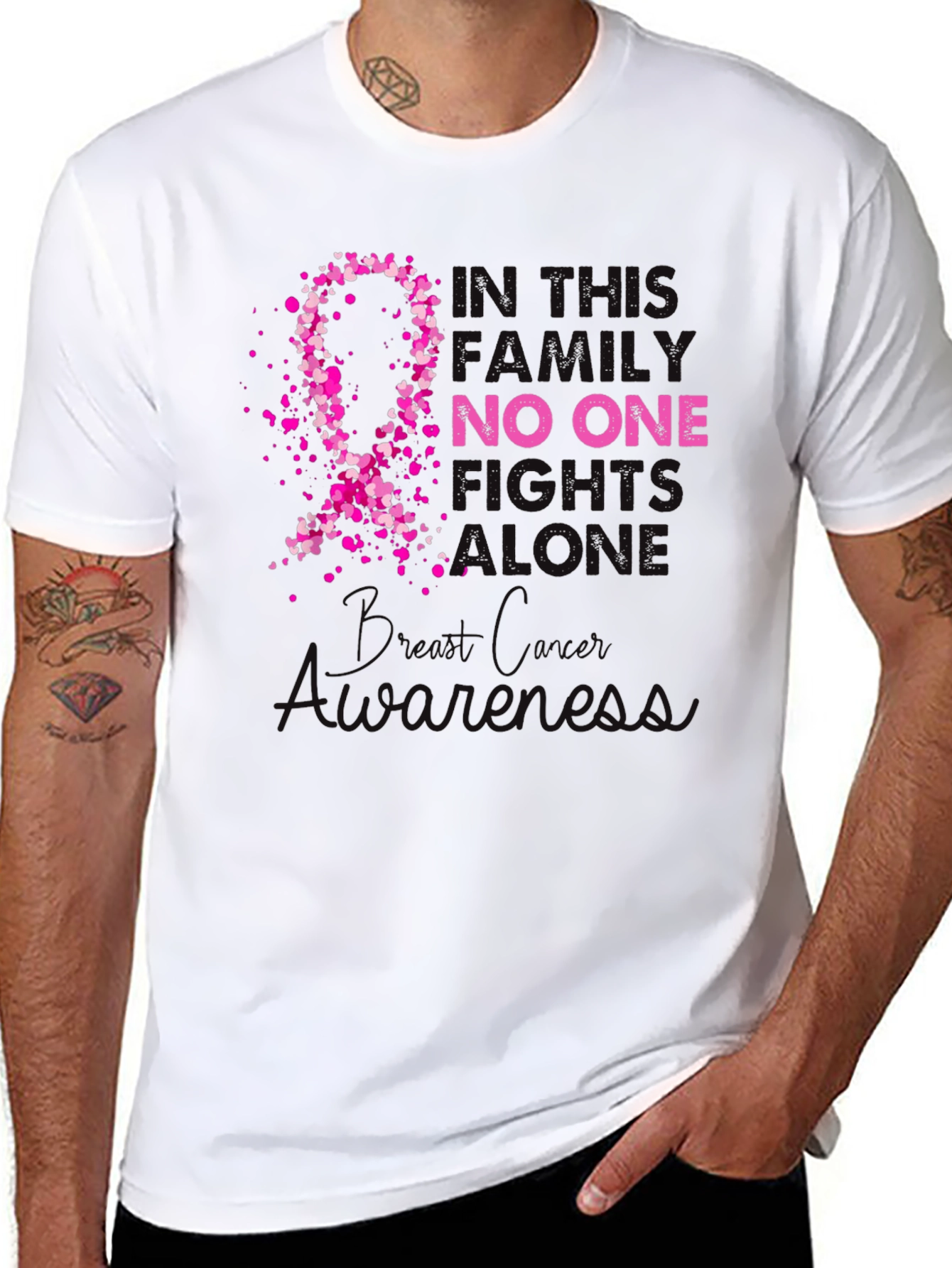 Breast Cancer Awareness T-Shirt - No One Fights Alone