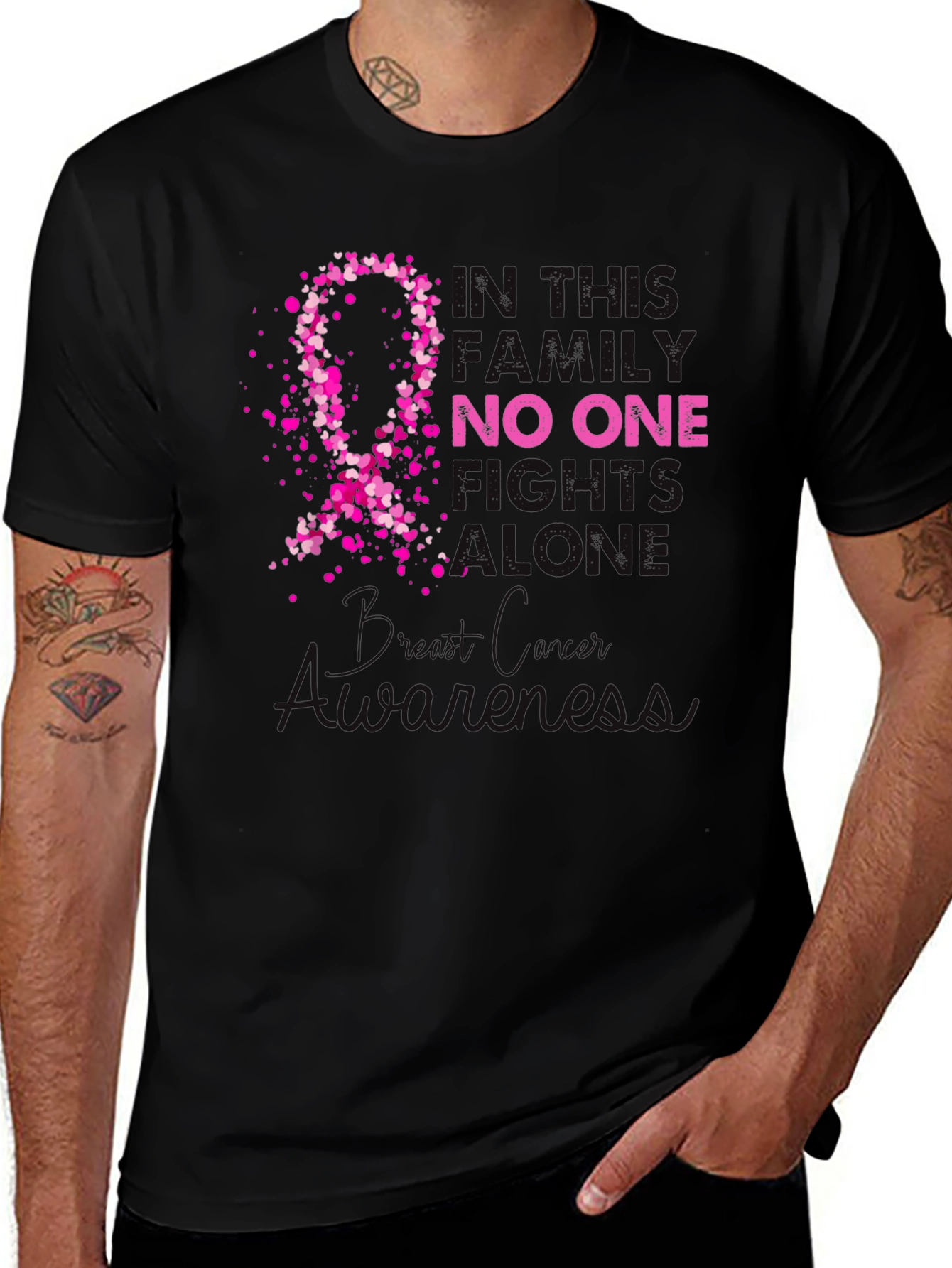 Breast Cancer Awareness T-Shirt - No One Fights Alone