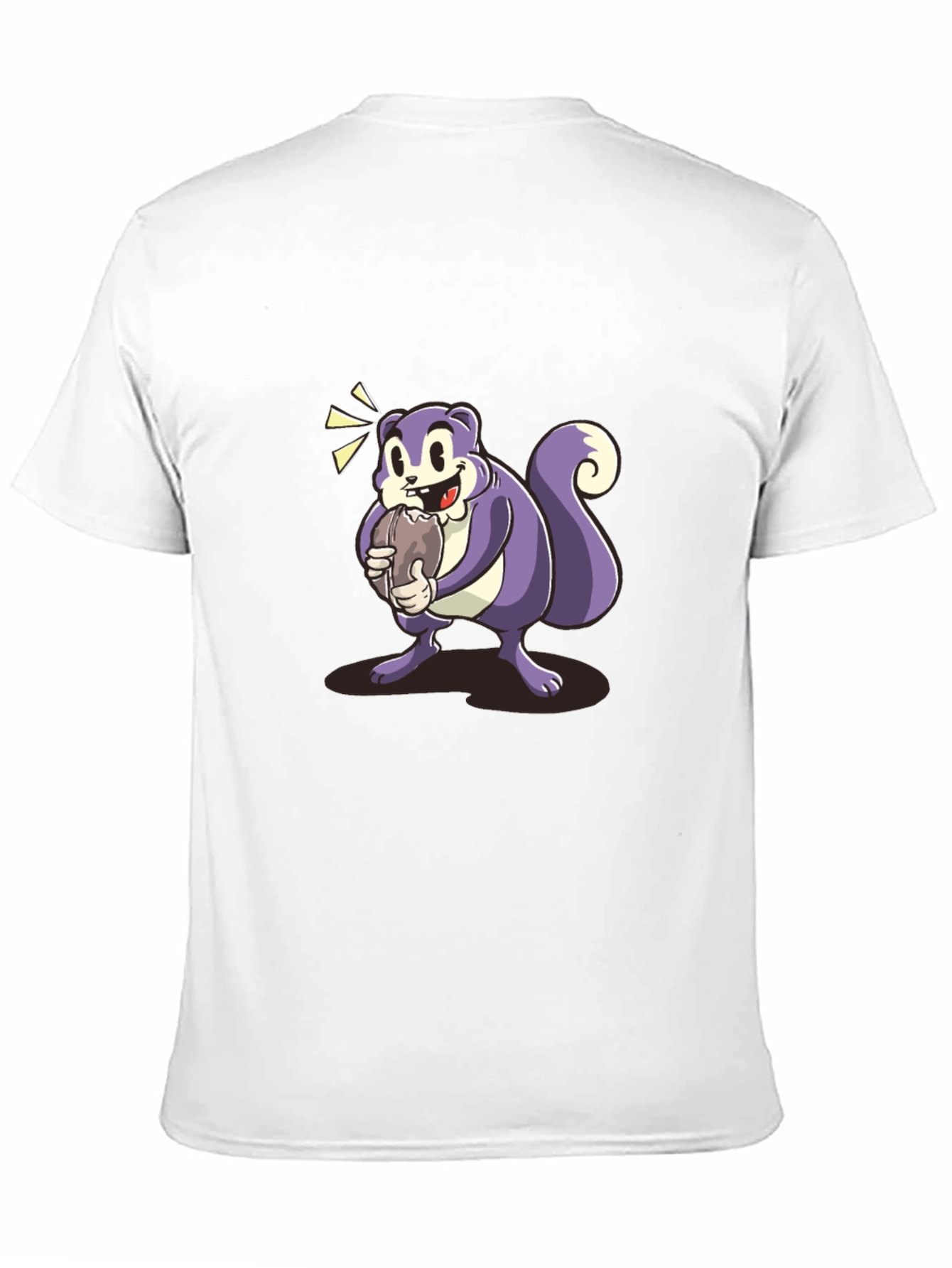 Cartoon Squirrel Graphic Tee - Black Cotton Blend