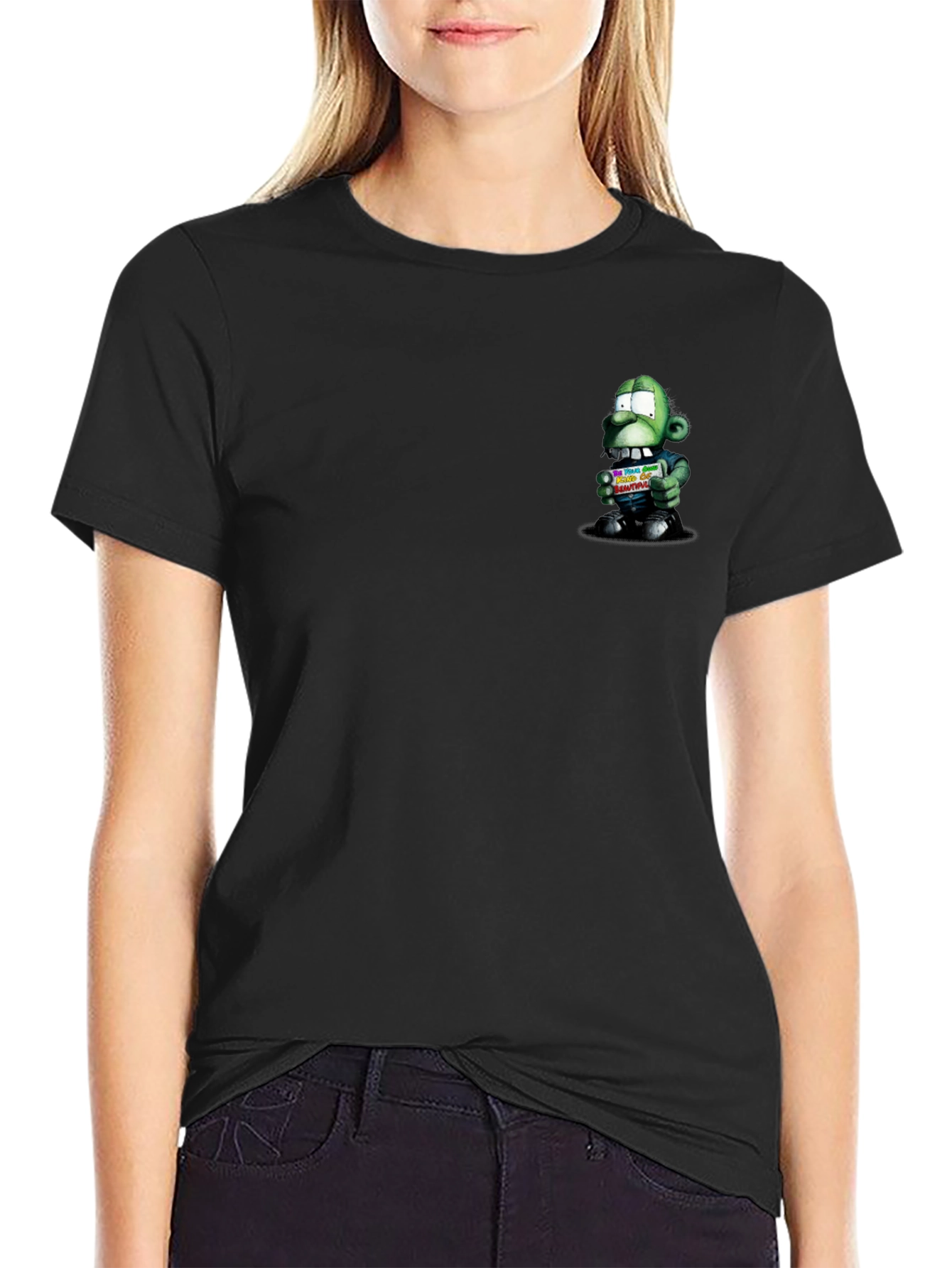 Zombie Cartoon Graphic Black T-Shirt