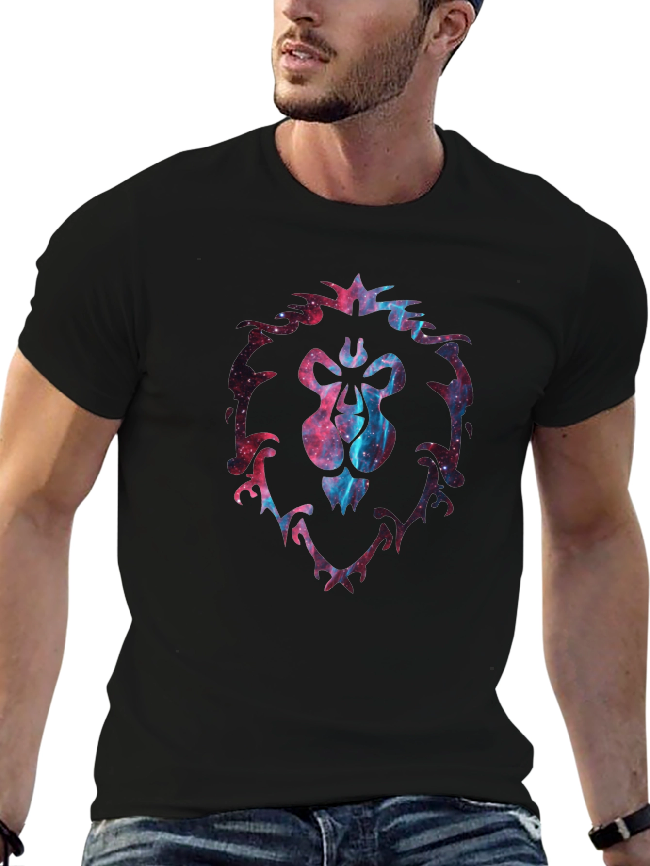 Alliance Lion Galaxy Print Black T-Shirt