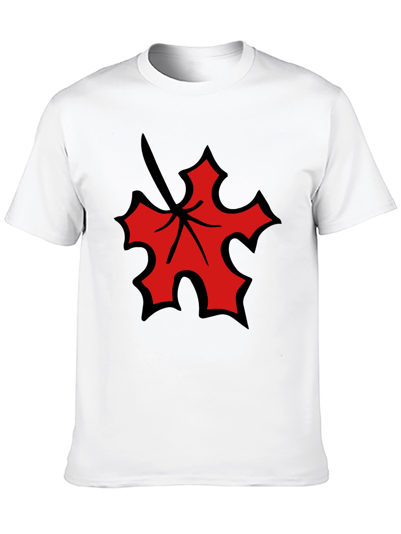 Red Leaf Graphic Black T-Shirt
