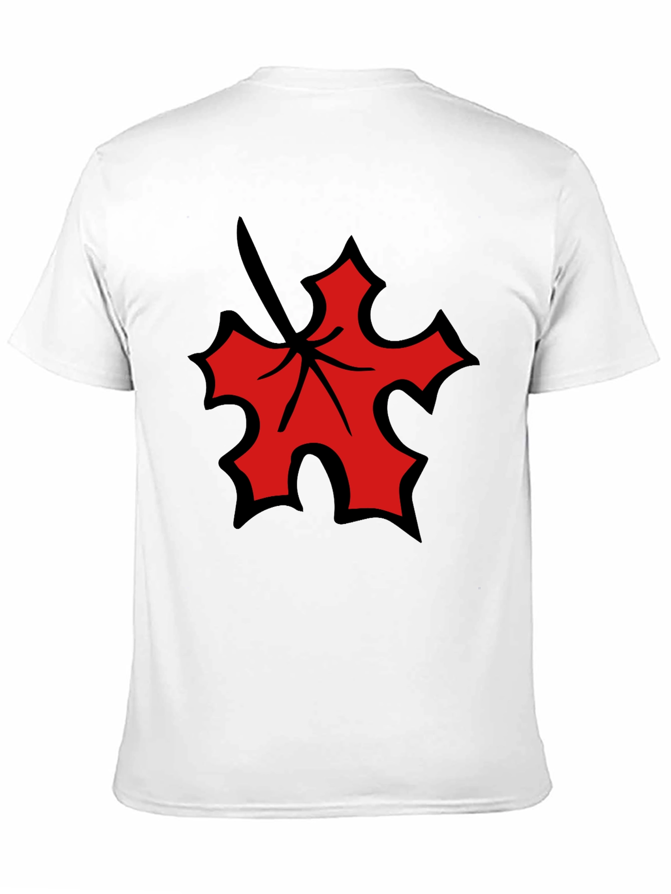 Red Leaf Graphic Black T-Shirt