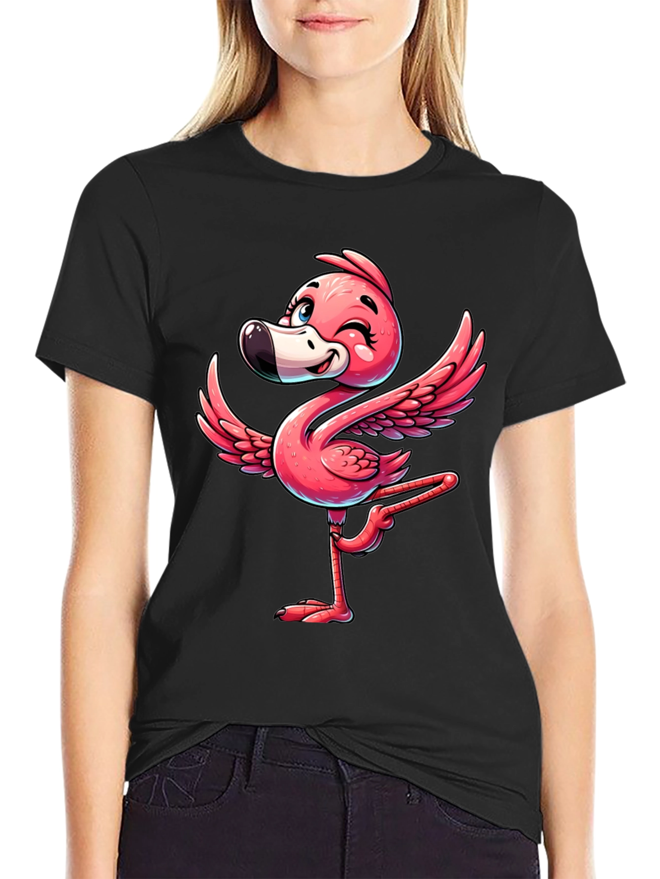 Whimsical Flamingo Graphic T-Shirt - Soft Cotton Blend