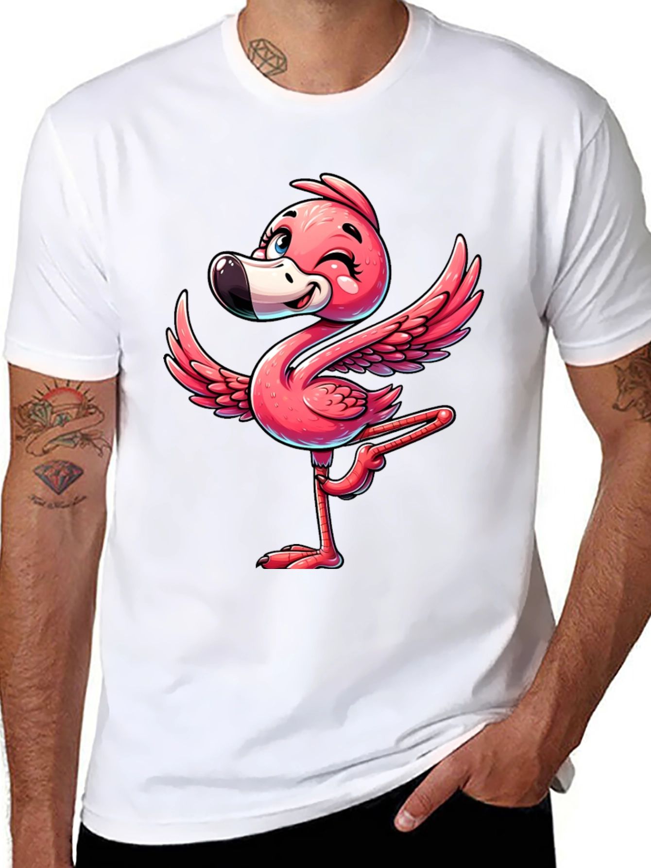 Whimsical Flamingo Graphic T-Shirt - Soft Cotton Blend