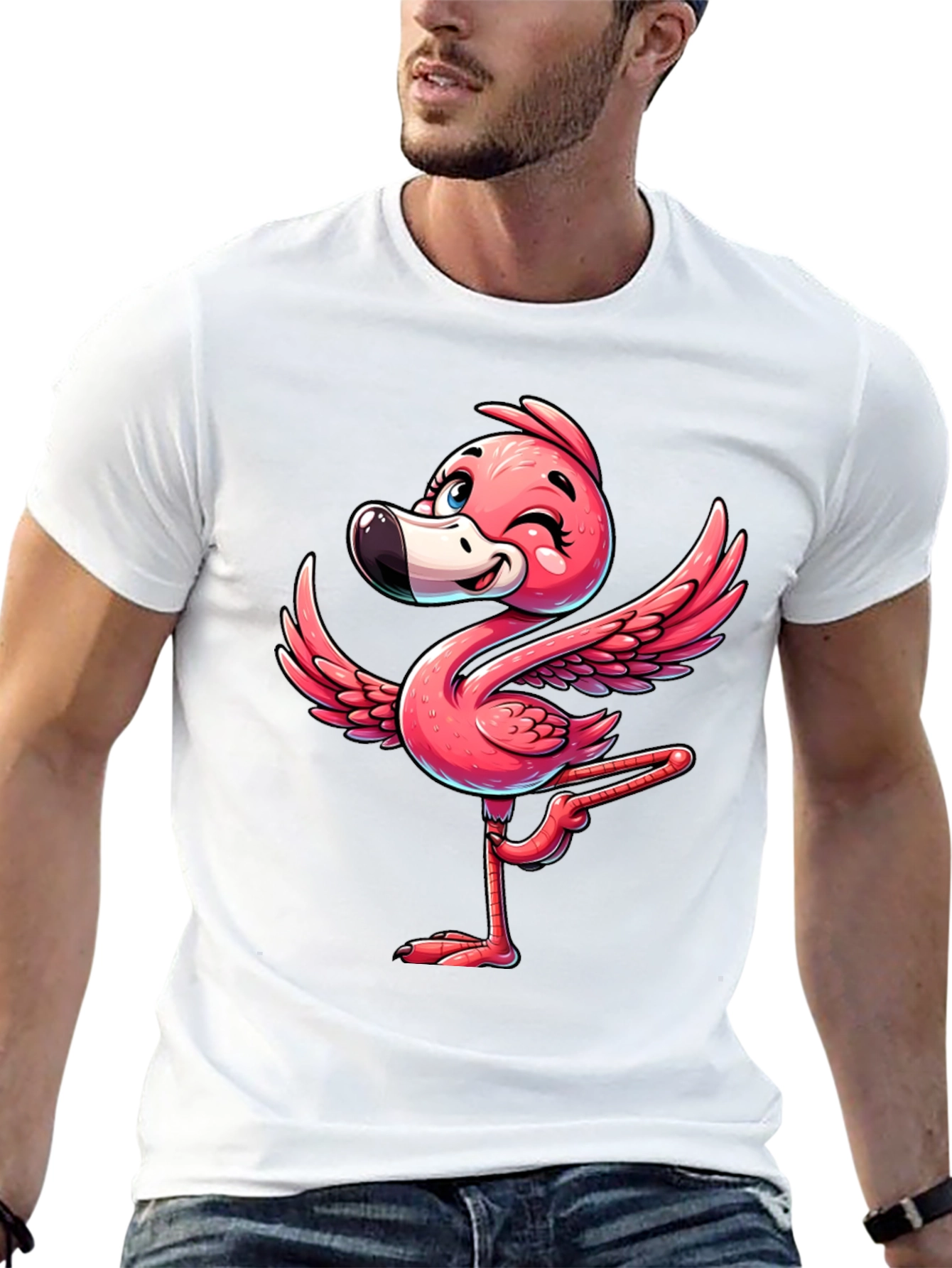 Whimsical Flamingo Graphic T-Shirt - Soft Cotton Blend