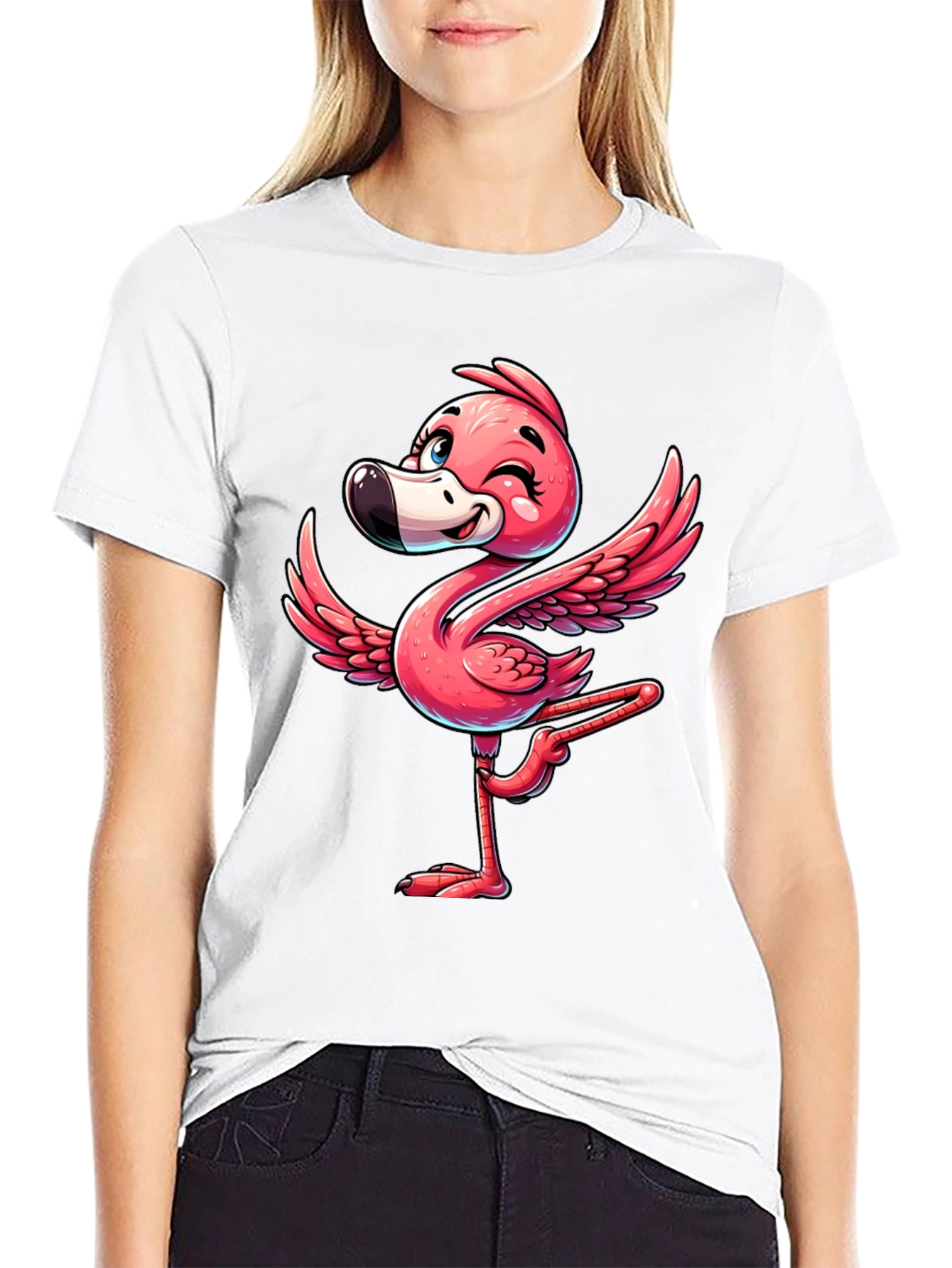Whimsical Flamingo Graphic T-Shirt - Soft Cotton Blend