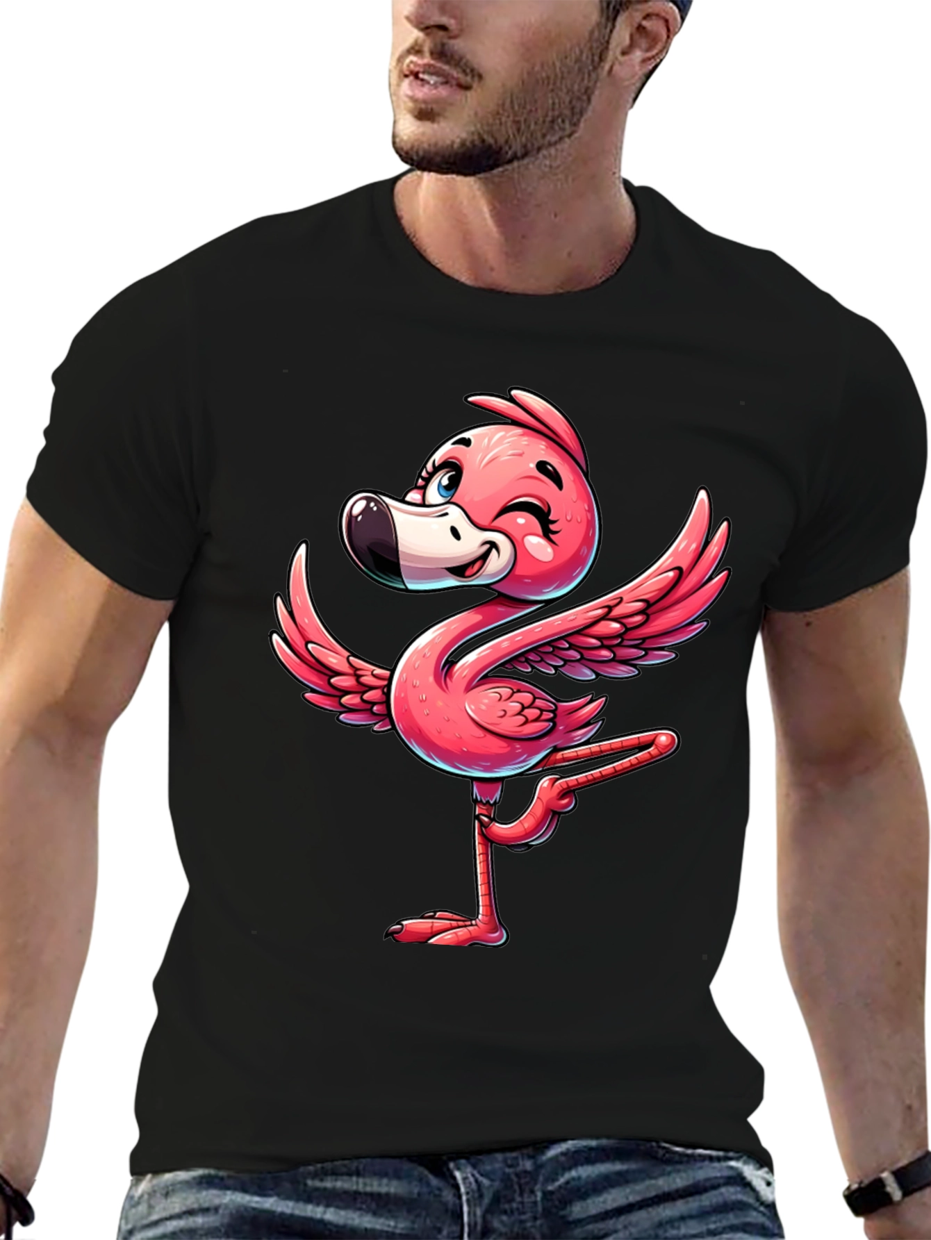 Whimsical Flamingo Graphic T-Shirt - Soft Cotton Blend