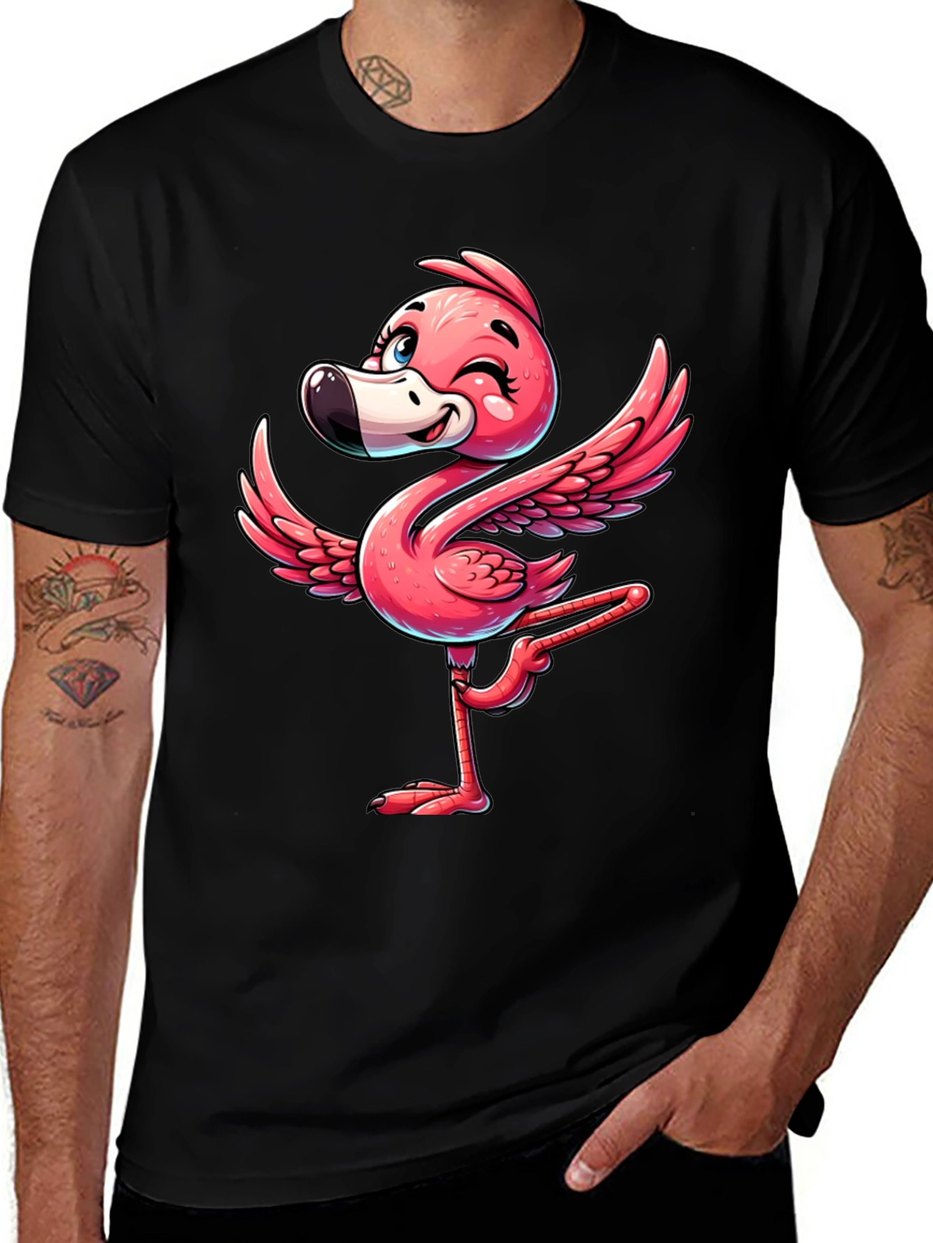Whimsical Flamingo Graphic T-Shirt - Soft Cotton Blend