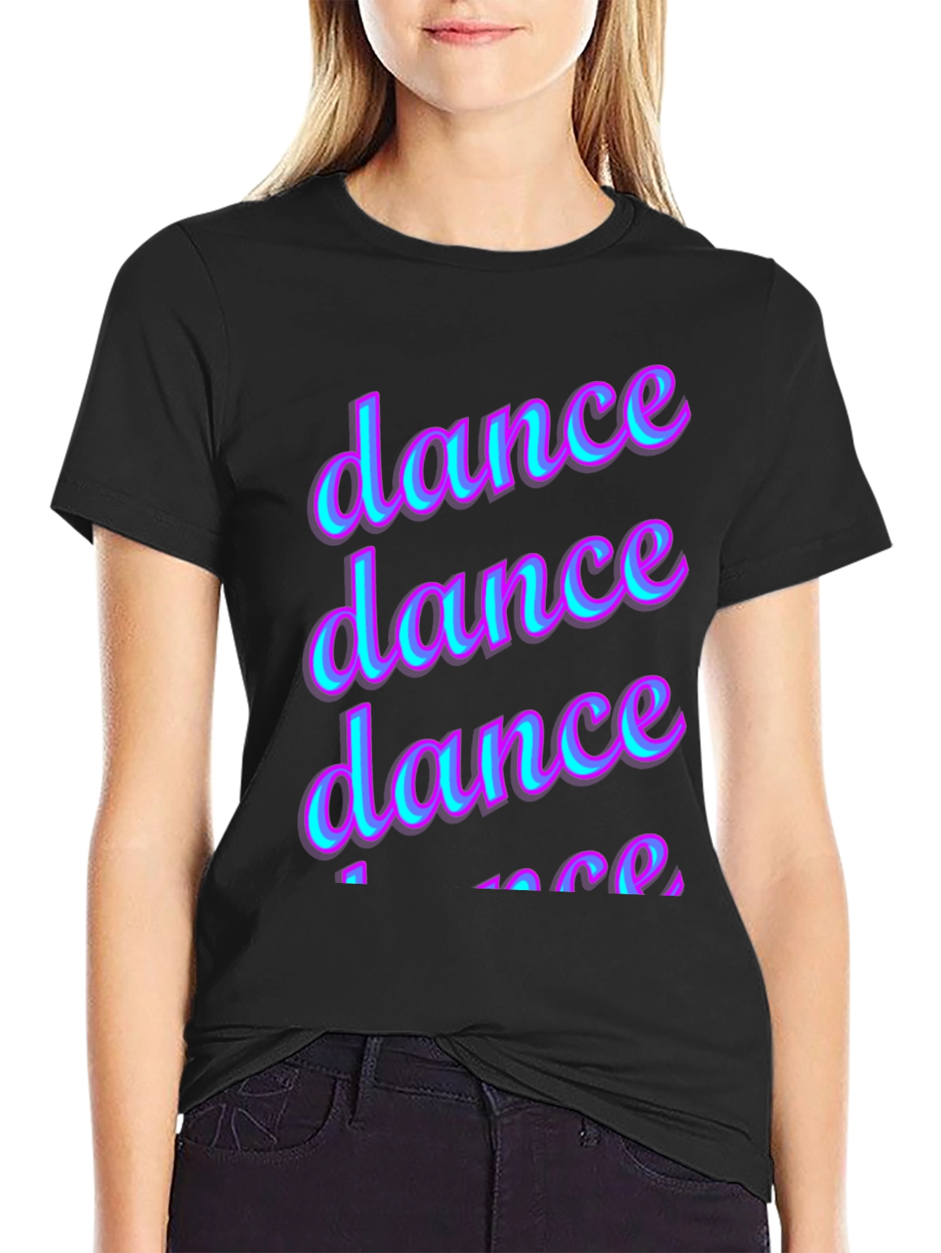 Dance Graphic Print Black T-Shirt