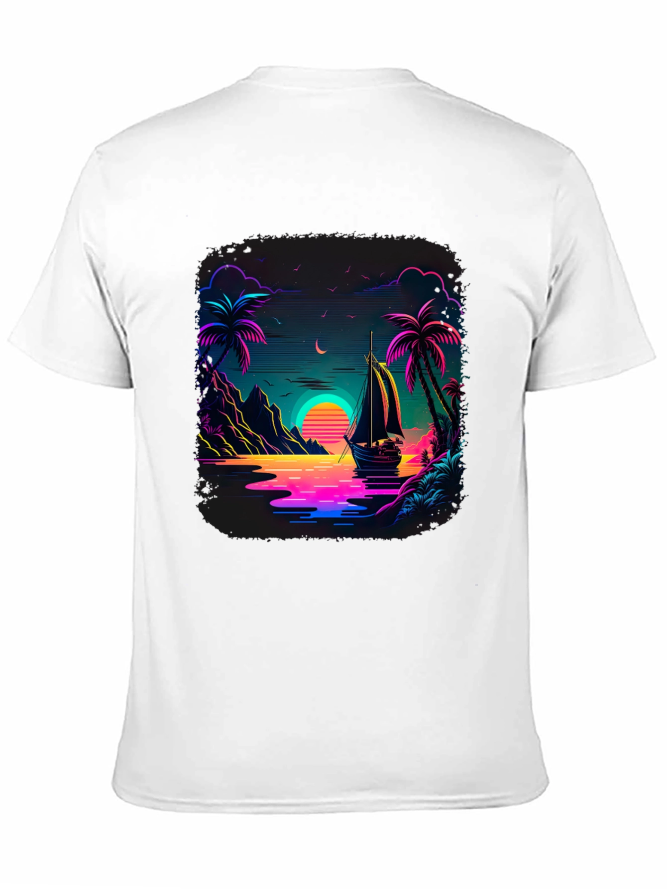 Neon Sunset Sailboat Graphic Tee