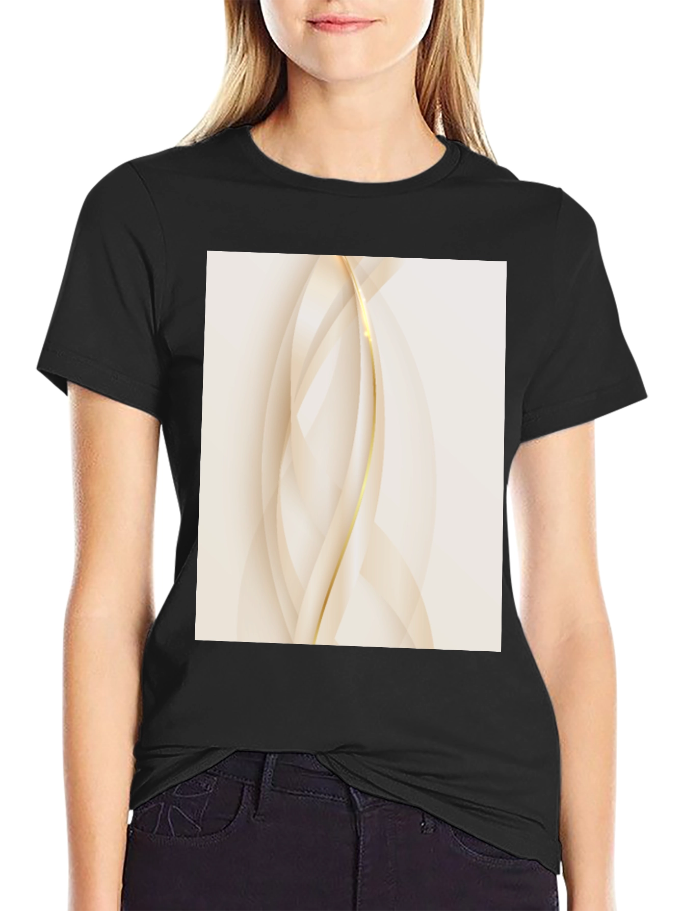 Modern Abstract Graphic Tee - Black