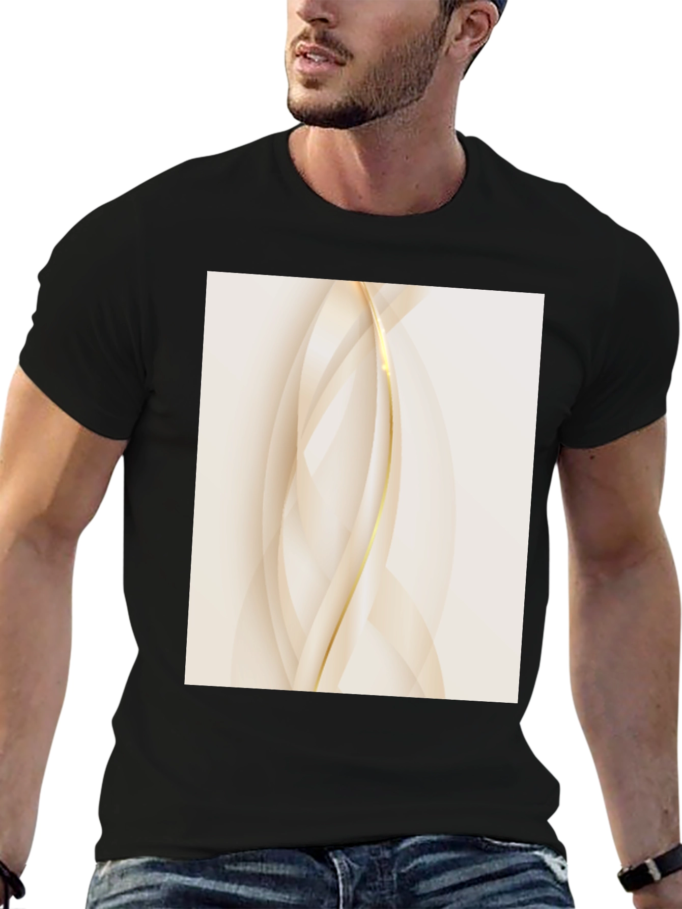 Modern Abstract Graphic Tee - Black