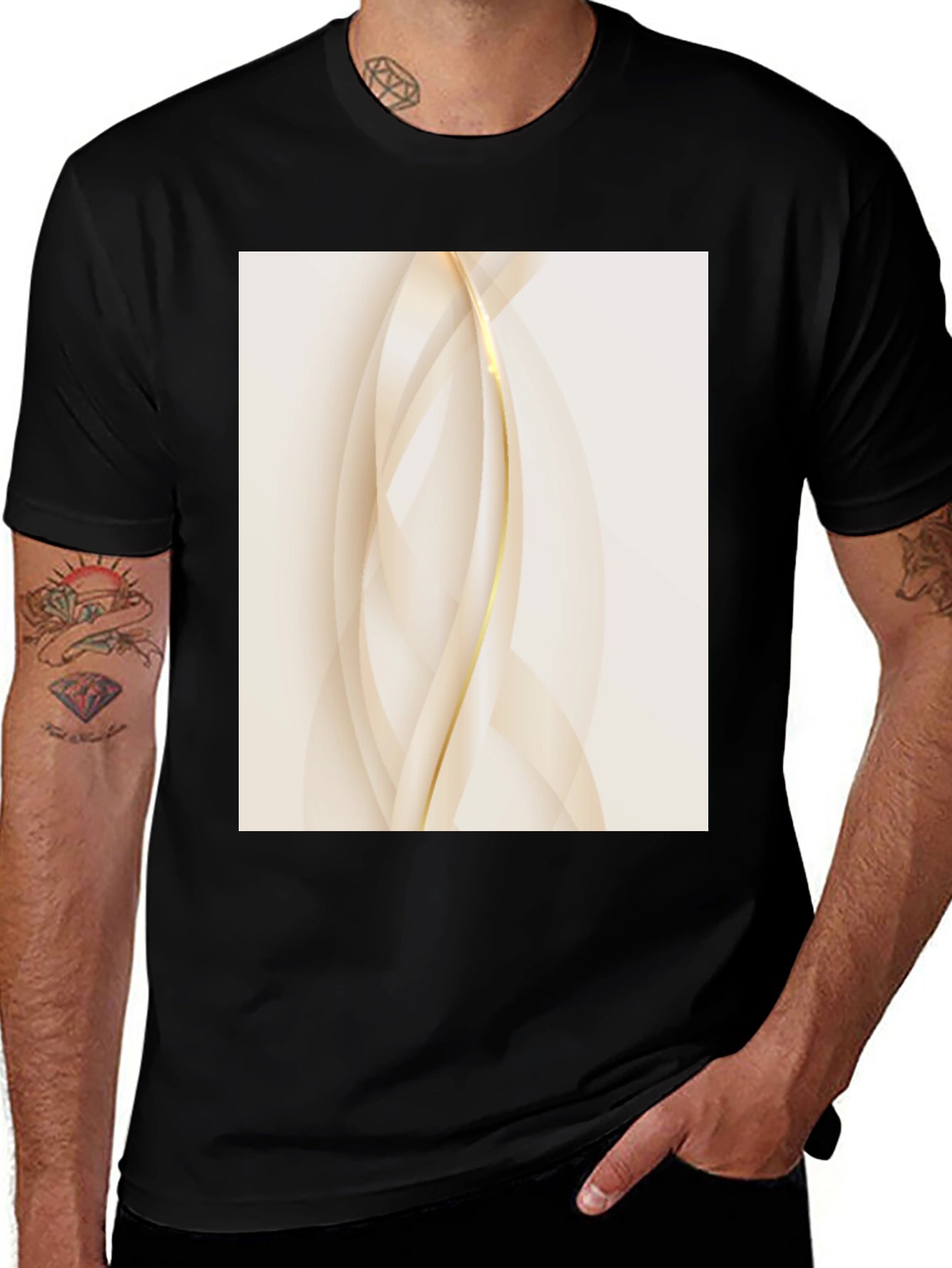 Modern Abstract Graphic Tee - Black