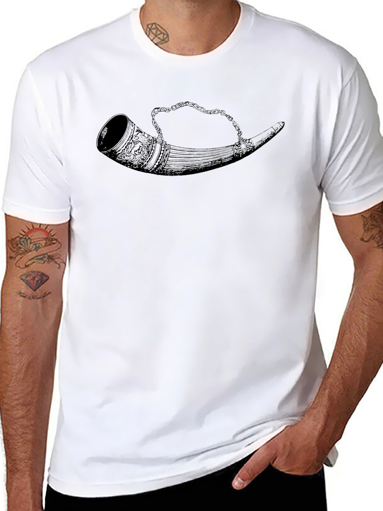 Drinking Horn Graphic Tee - Black