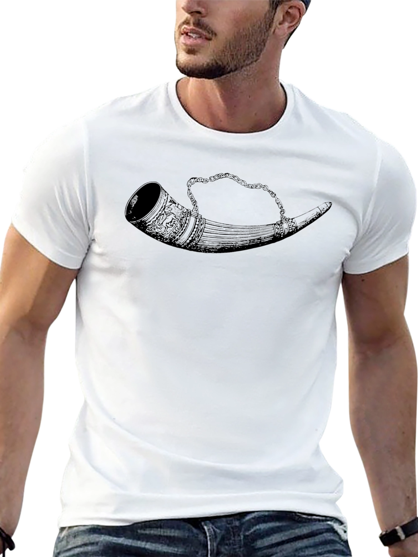 Drinking Horn Graphic Tee - Black