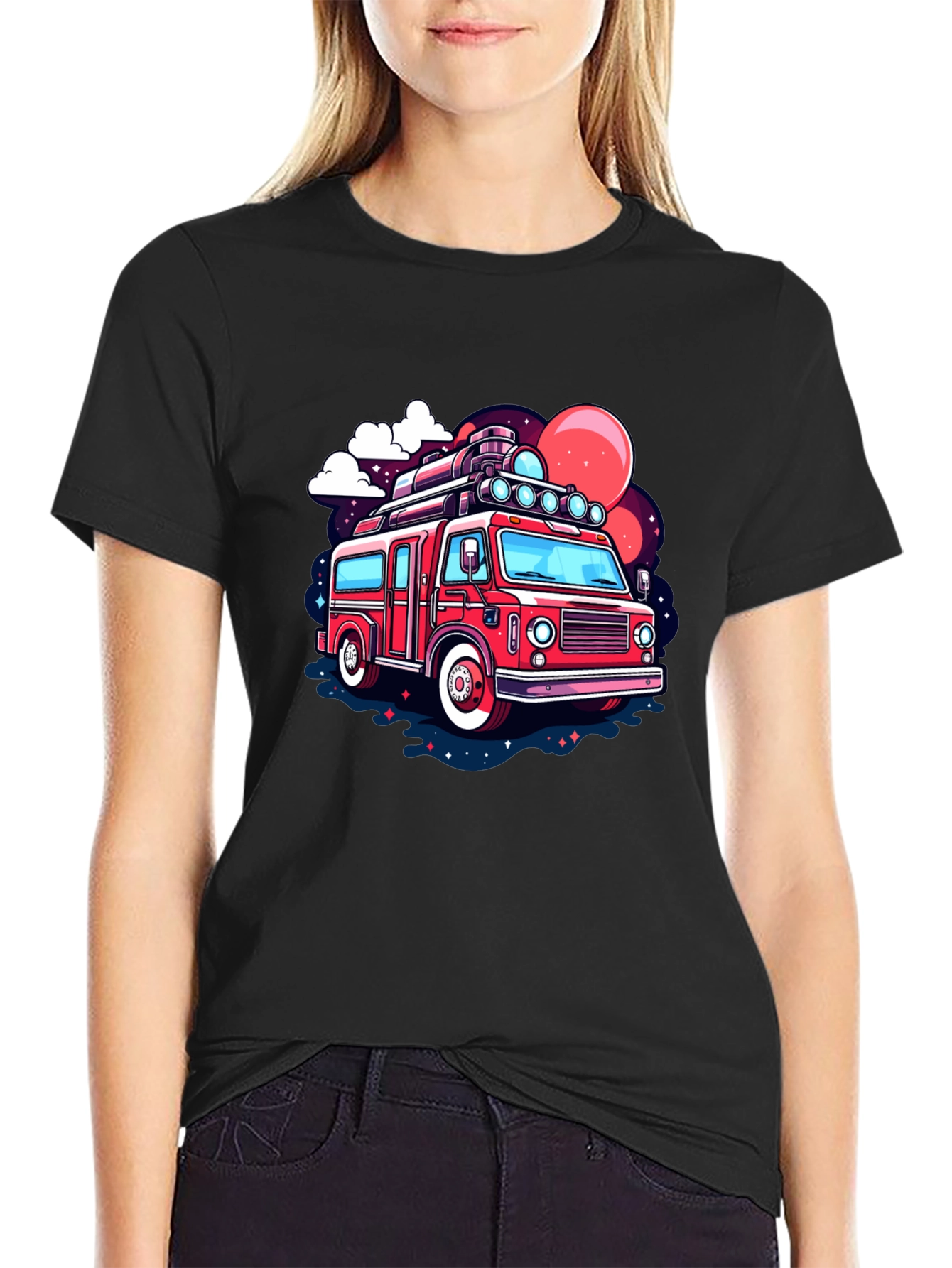 Retro Cartoon Bus Graphic T-Shirt