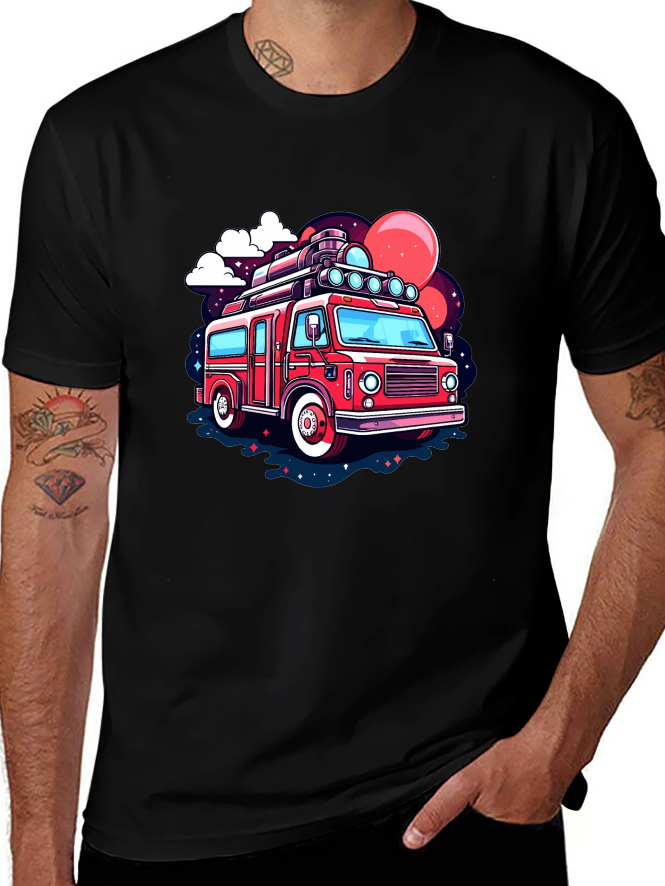 Retro Cartoon Bus Graphic T-Shirt