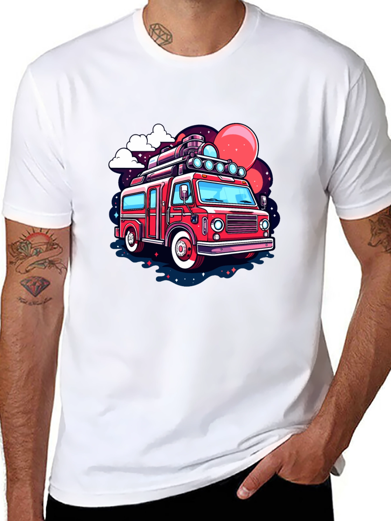 Retro Cartoon Bus Graphic T-Shirt