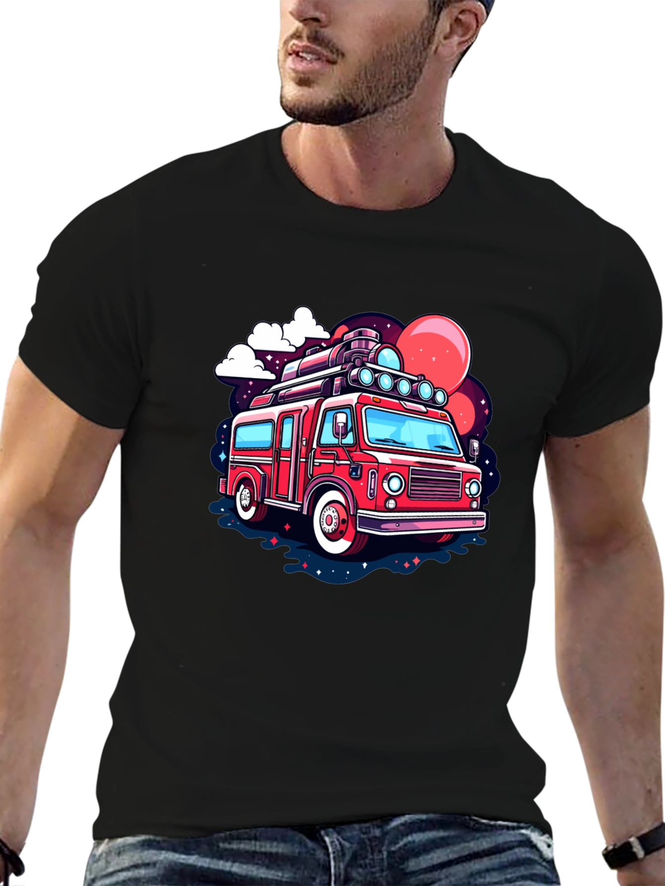 Retro Cartoon Bus Graphic T-Shirt