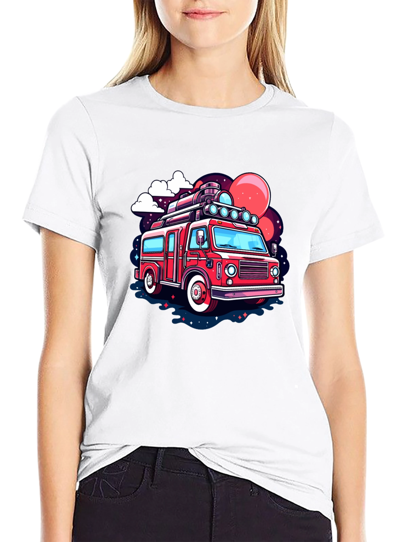 Retro Cartoon Bus Graphic T-Shirt