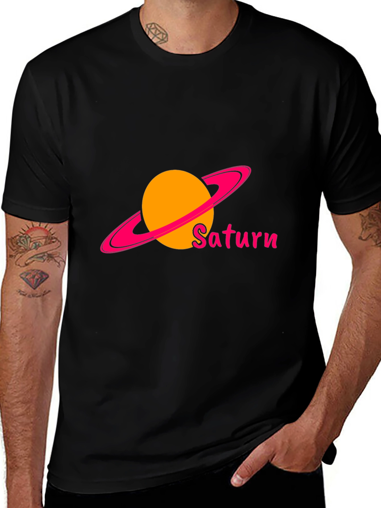 Saturn Graphic Black T-Shirt - Space & Planets