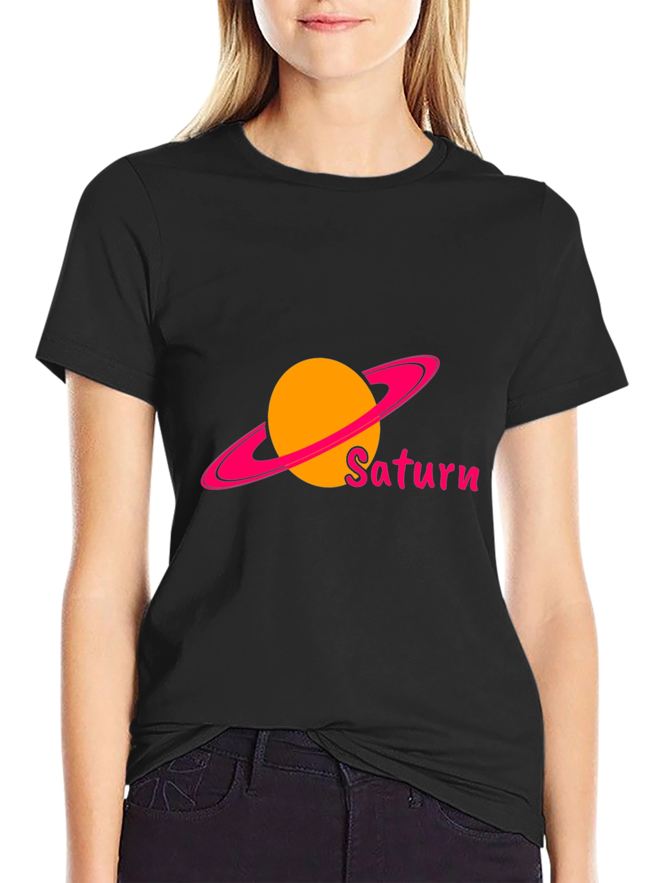 Saturn Graphic Black T-Shirt - Space & Planets