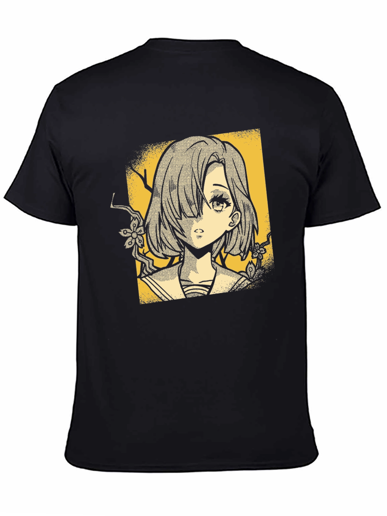 Anime Girl Graphic T-Shirt - Stylish Black Tee