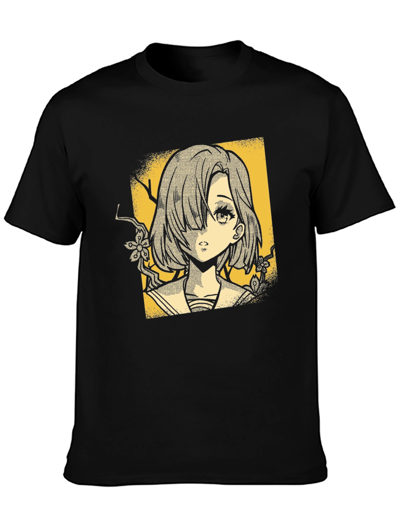 Anime Girl Graphic T-Shirt - Stylish Black Tee