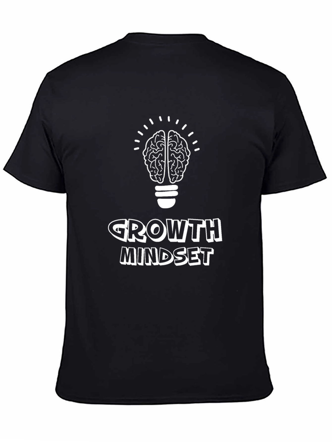 Growth Mindset Brain Bulb Black T-Shirt