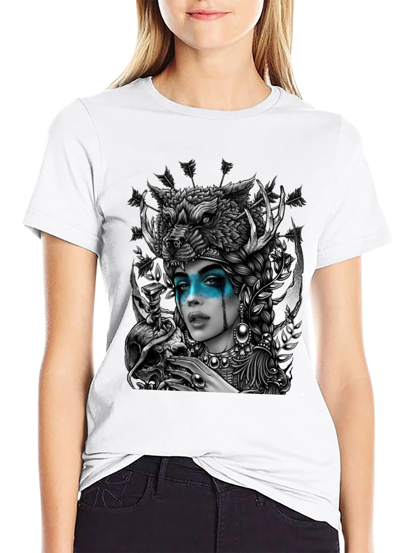 Wolf Headdress Goddess Graphic Tee
