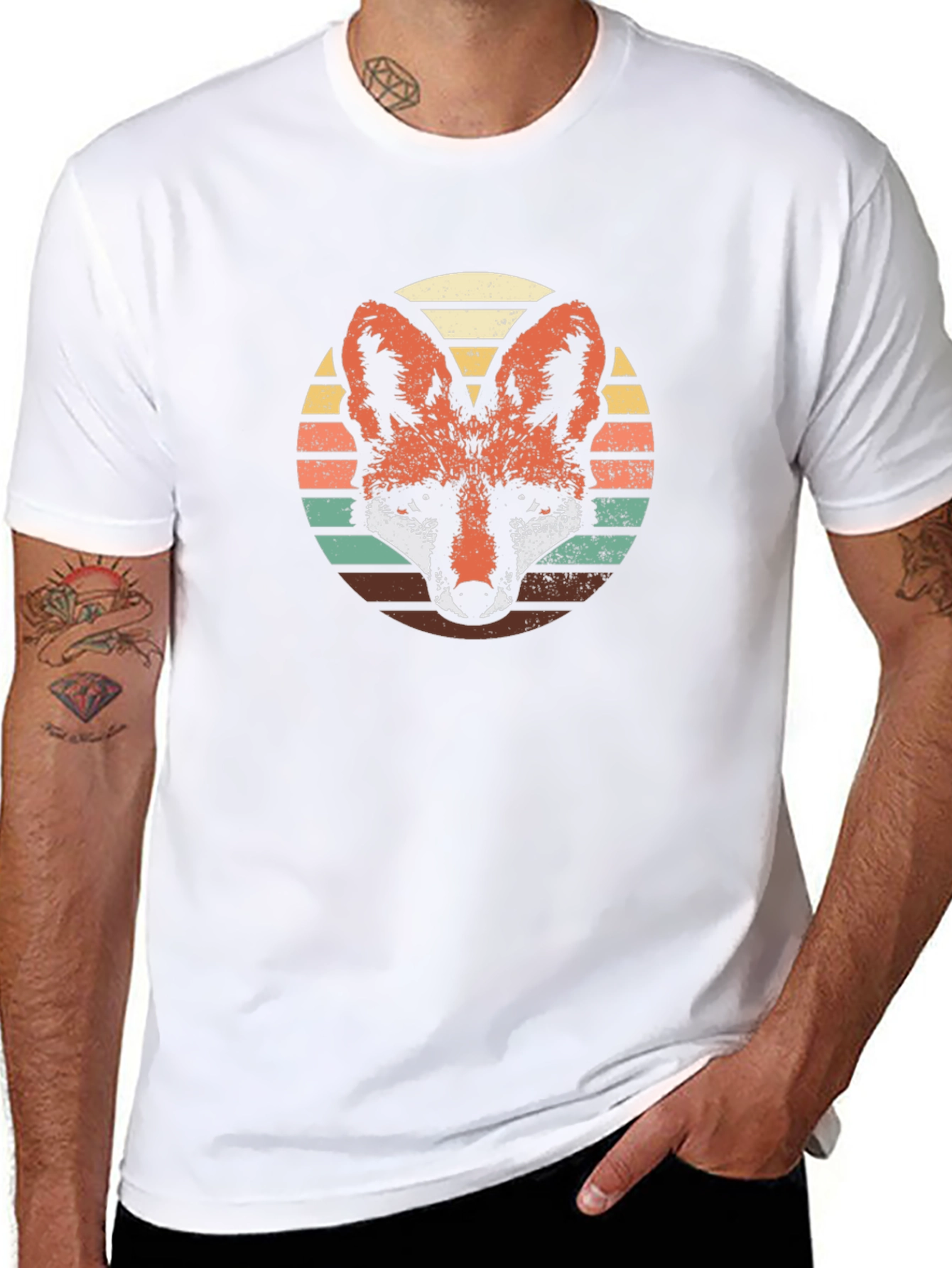 Retro Fox Graphic Tee - Black