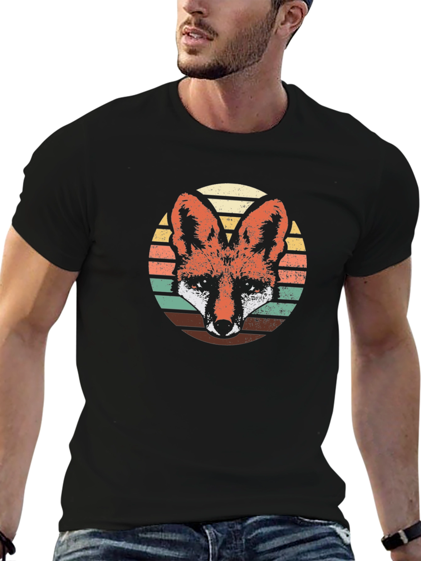 Retro Fox Graphic Tee - Black