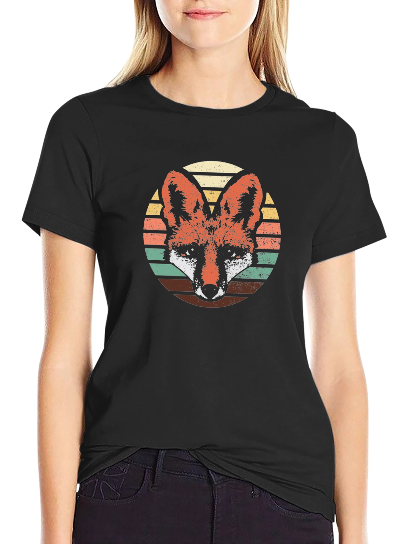Retro Fox Graphic Tee - Black