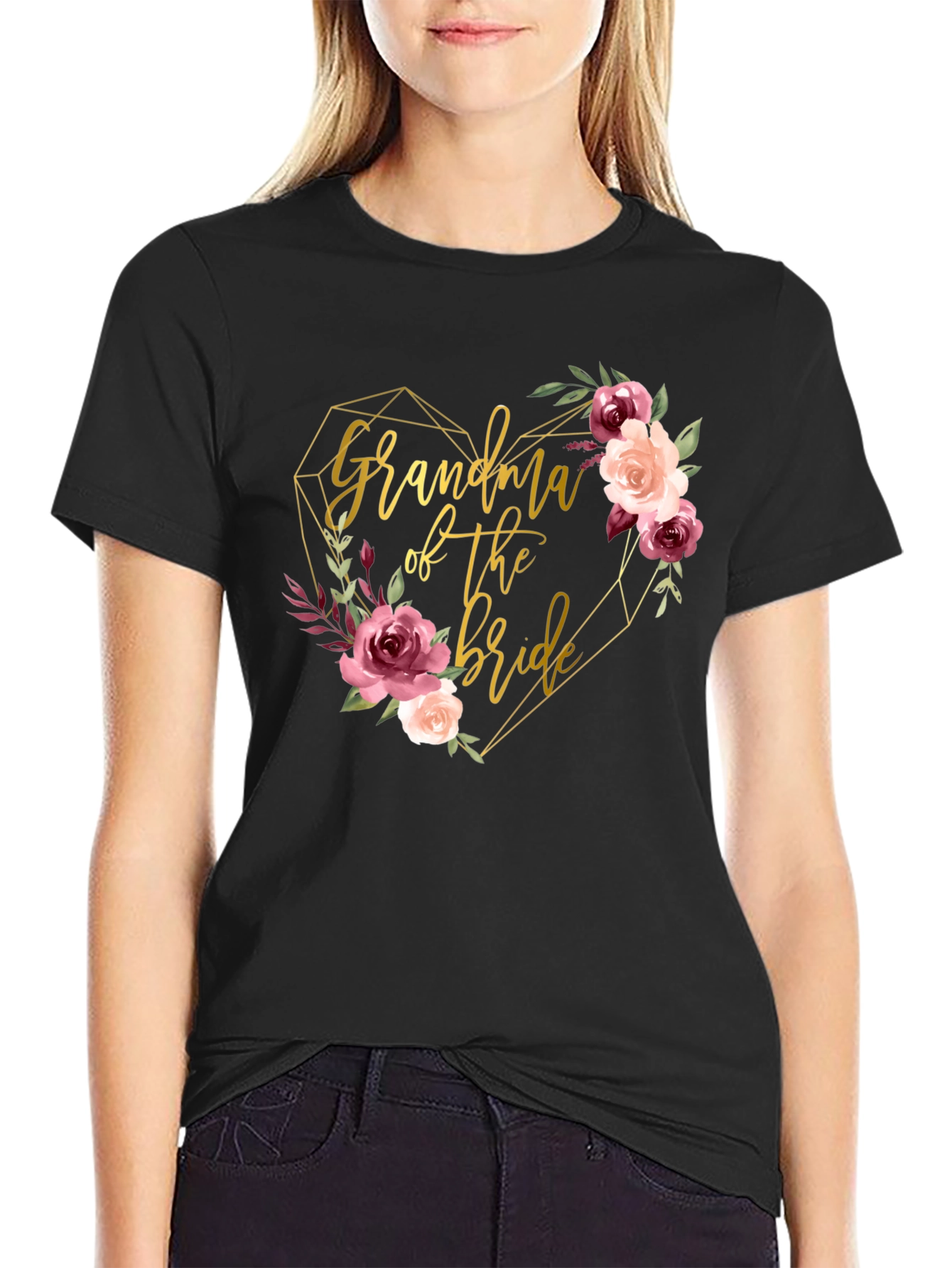 Grandma of the Bride Floral Heart Tee