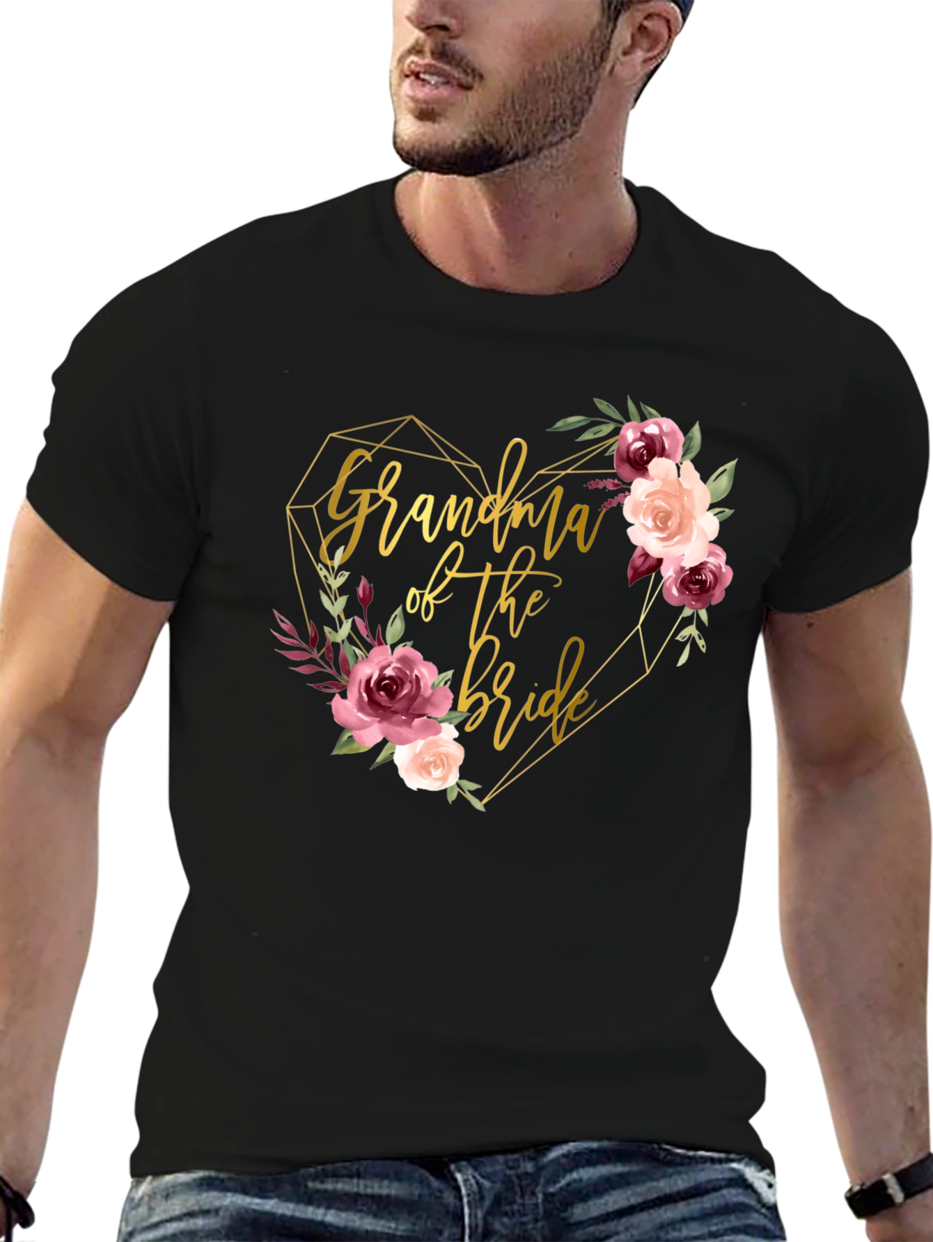 Grandma of the Bride Floral Heart Tee