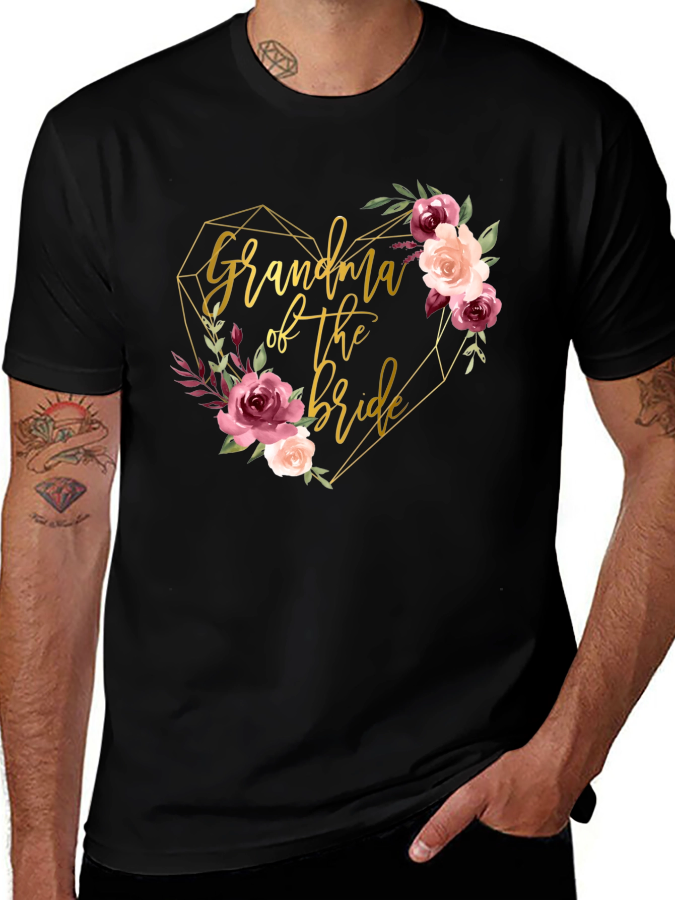 Grandma of the Bride Floral Heart Tee
