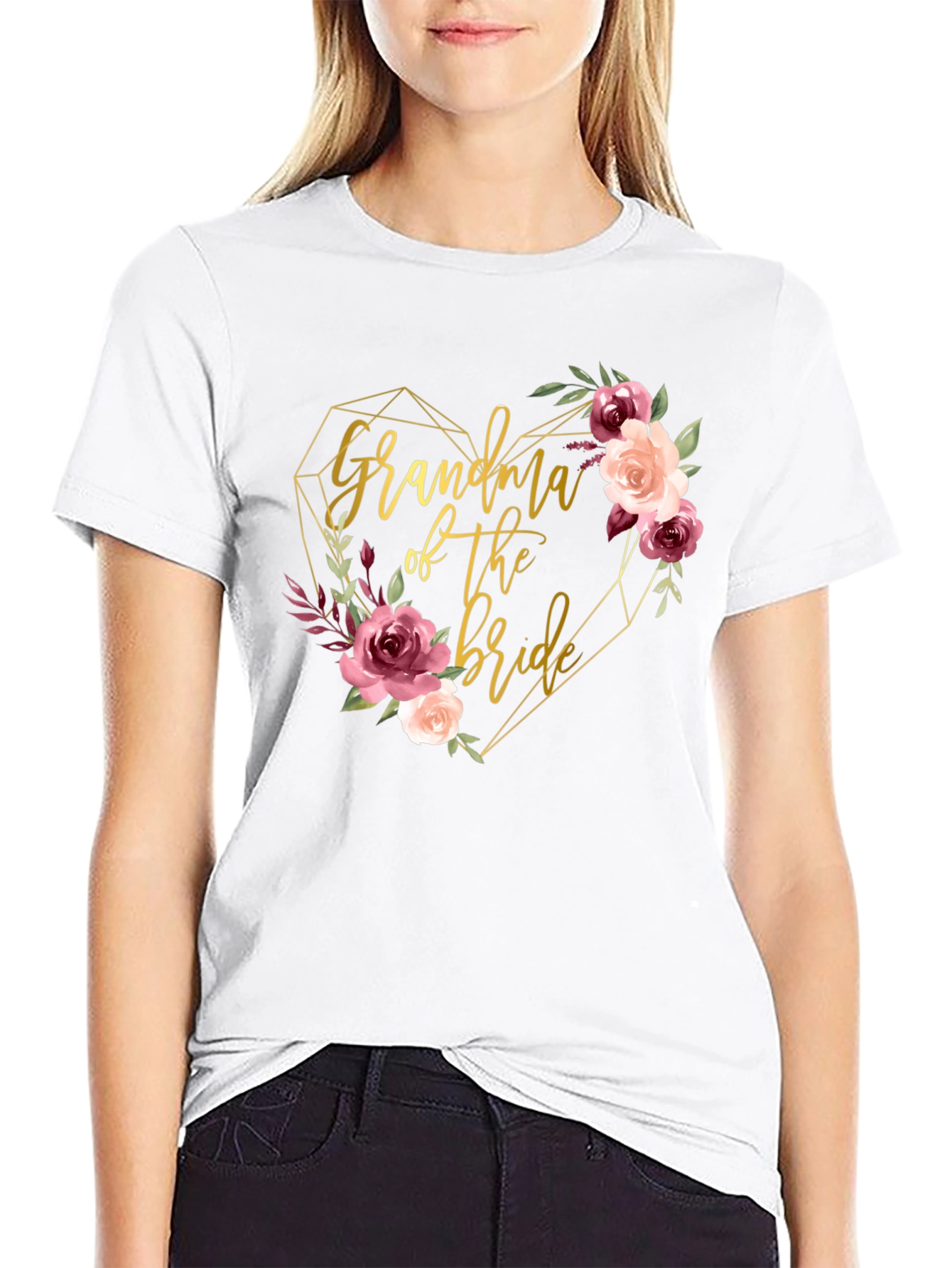 Grandma of the Bride Floral Heart Tee