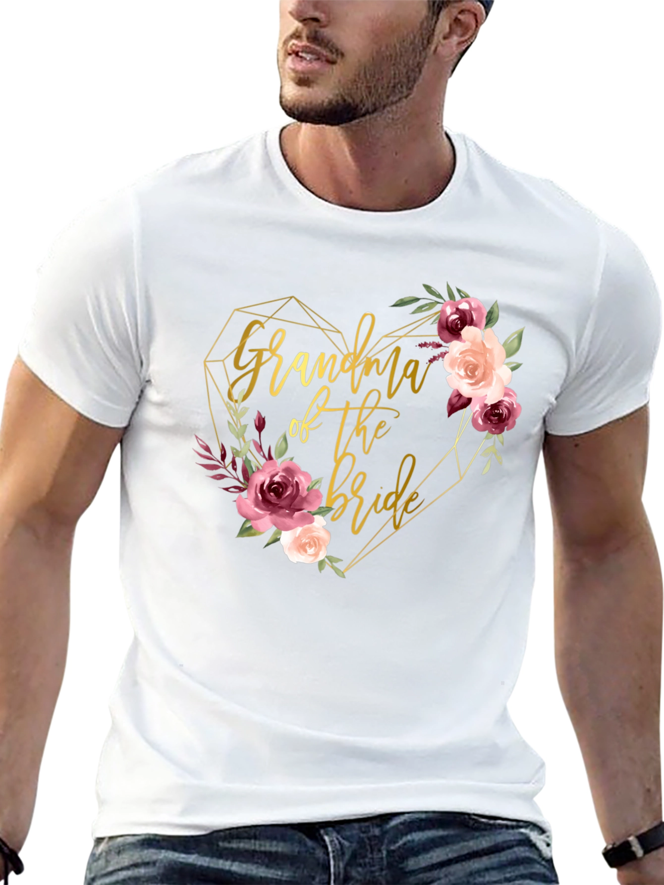 Grandma of the Bride Floral Heart Tee