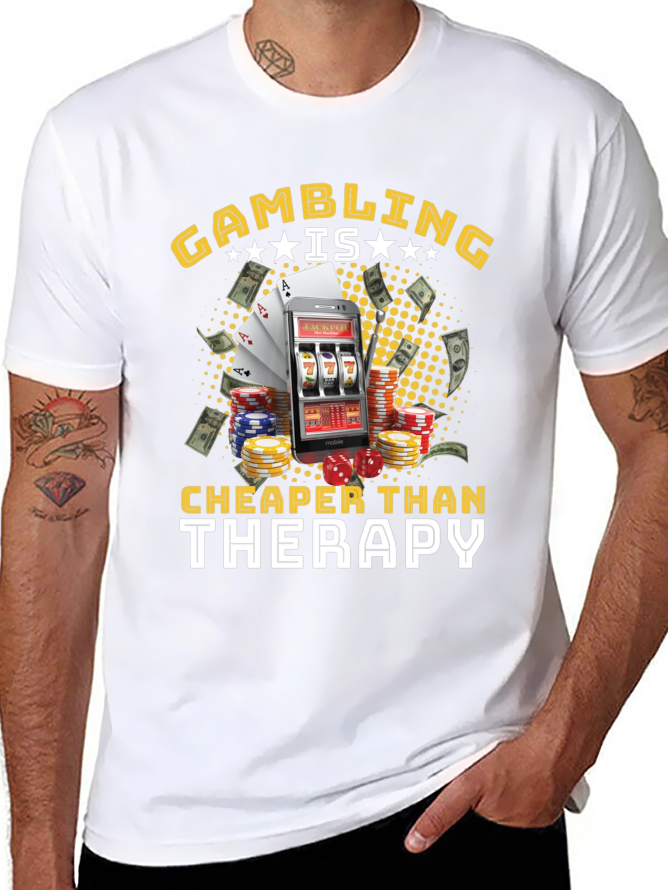 Gambling is Cheaper Than Therapy Black T-Shirt
