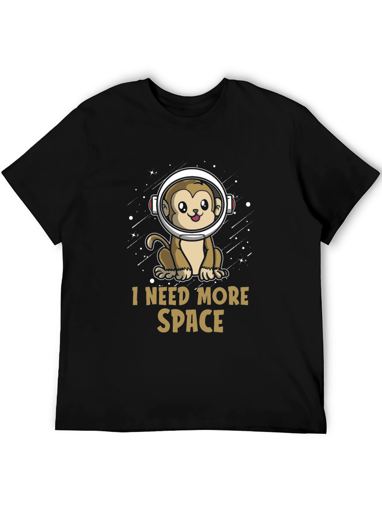 I Need More Space Monkey Astronaut Black T-Shirt